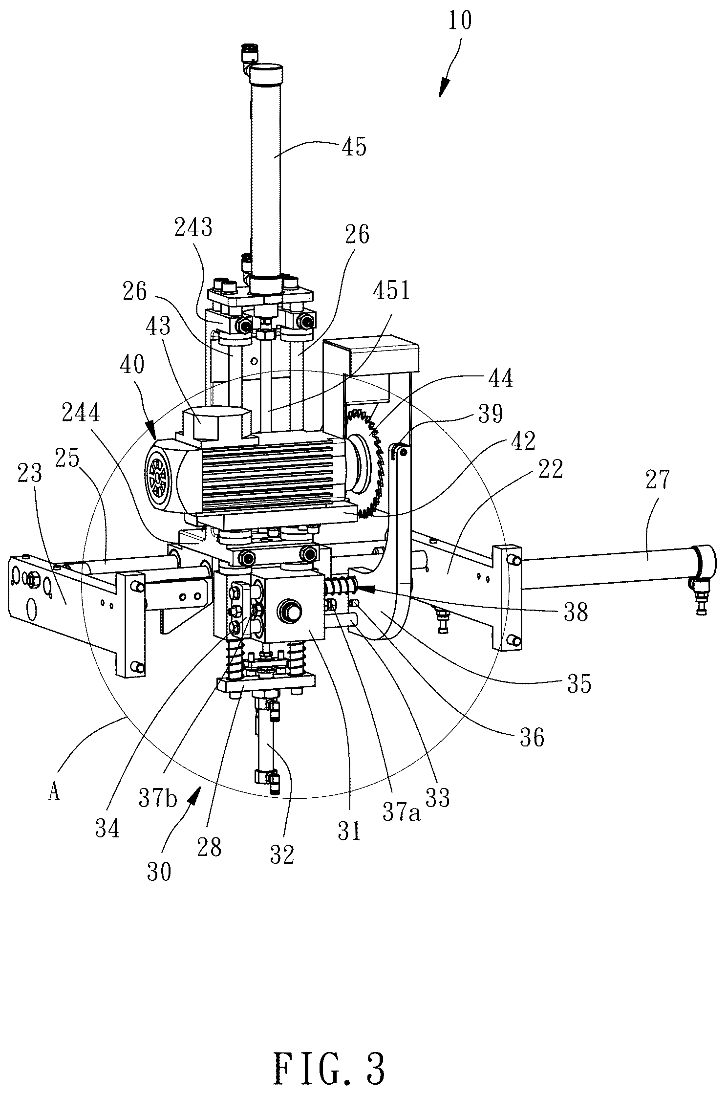 Patent US12350857 Figure 3 – Edge band cutting device of edge banding machine