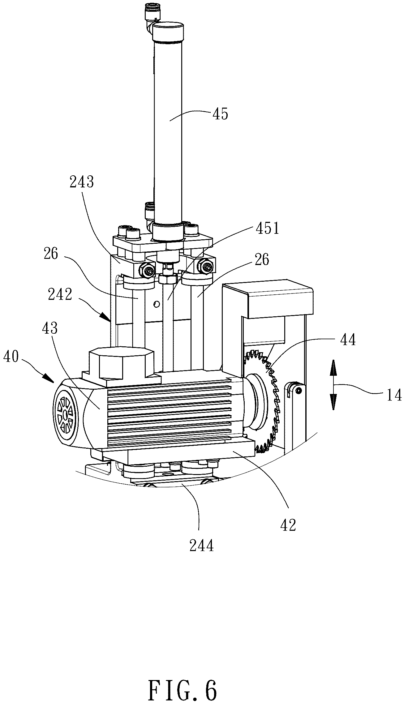 Patent US12350857 Figure 6 – Edge band cutting device of edge banding machine