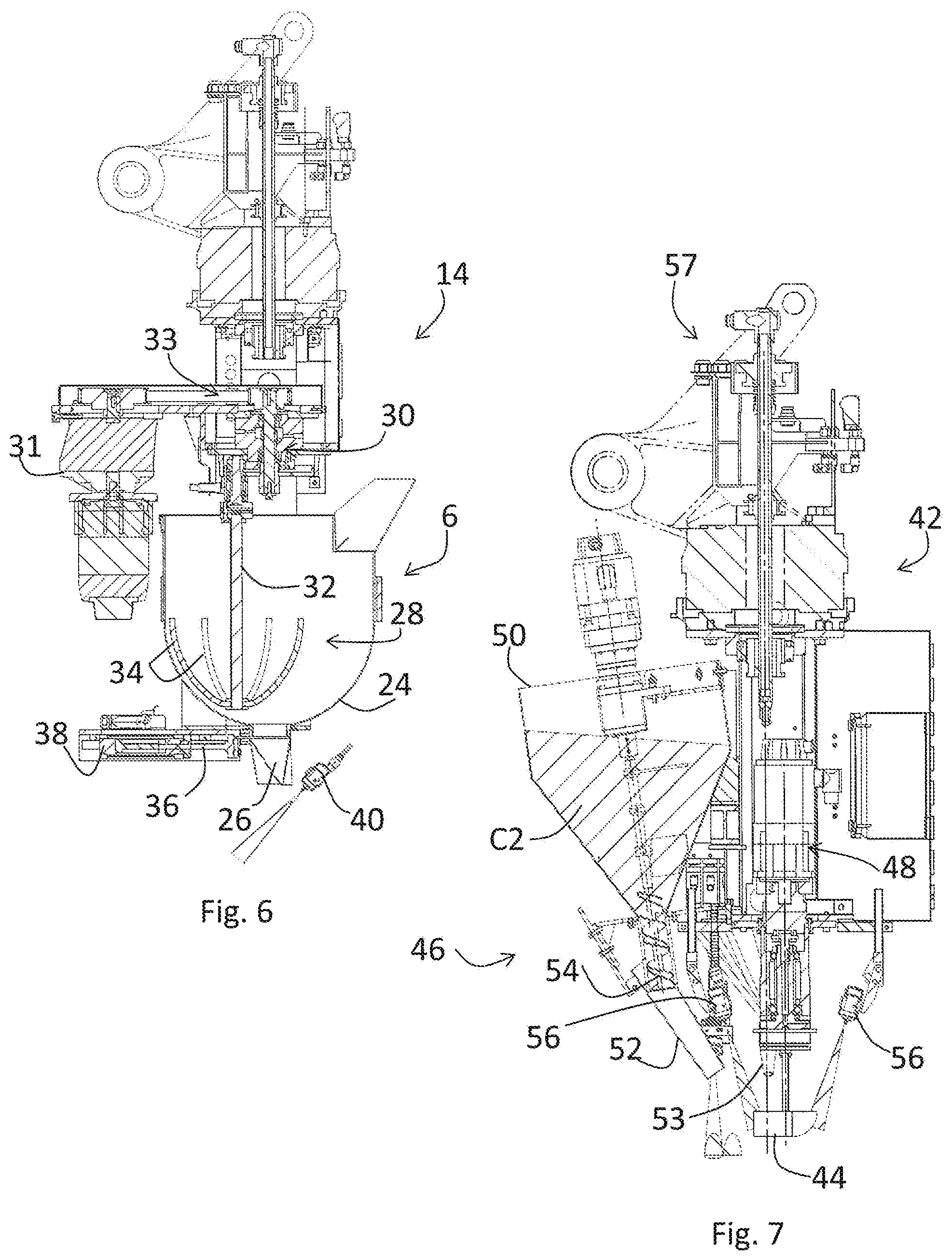 Patent US12350859 Figure 5 – Method, robot island and apparatus for manufacturing slabs made of conglomerate of stone and/or ceramic material with veined effect