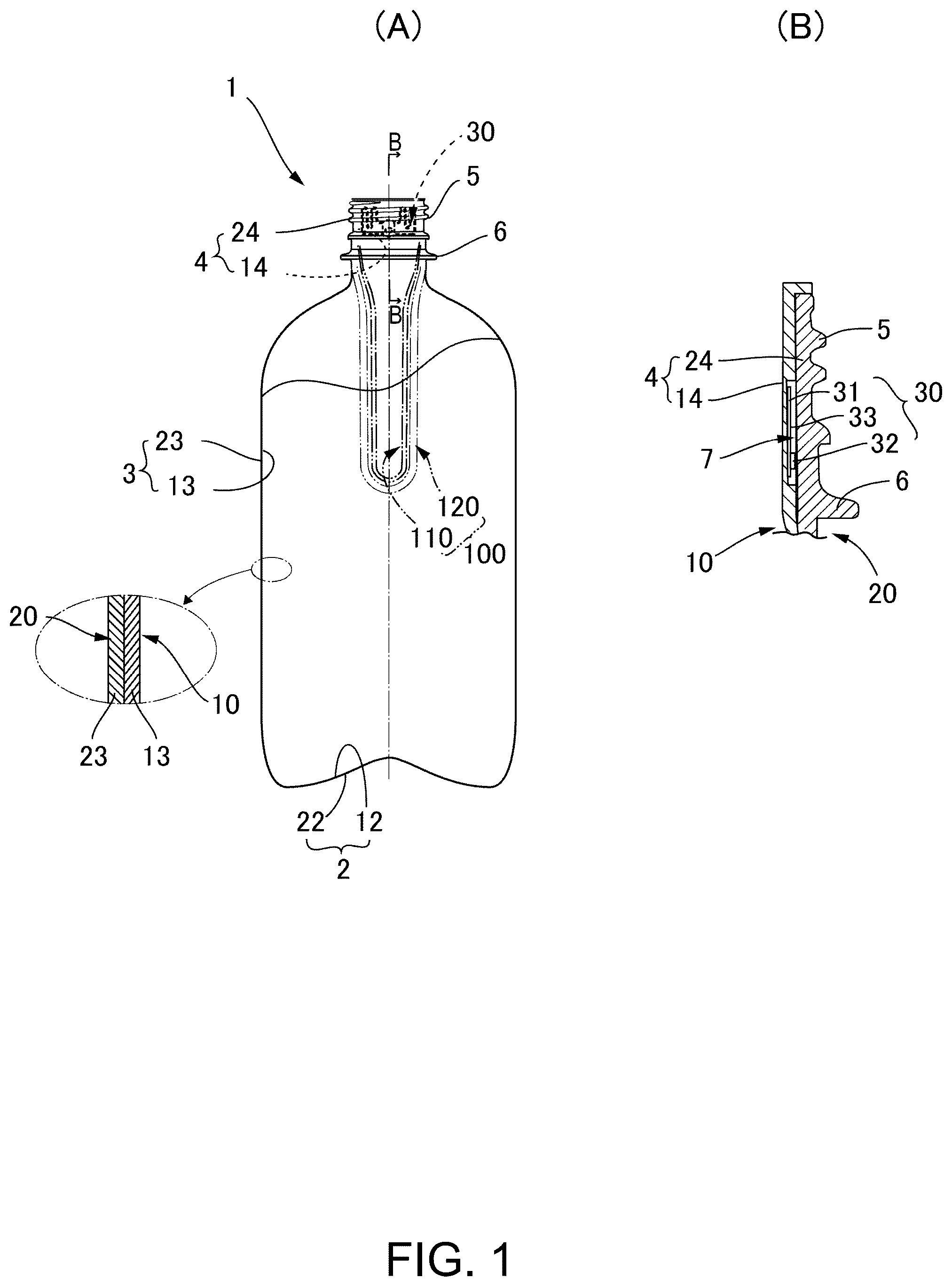 Patent US12350875 Figure 1 – Preform layered body and layered container