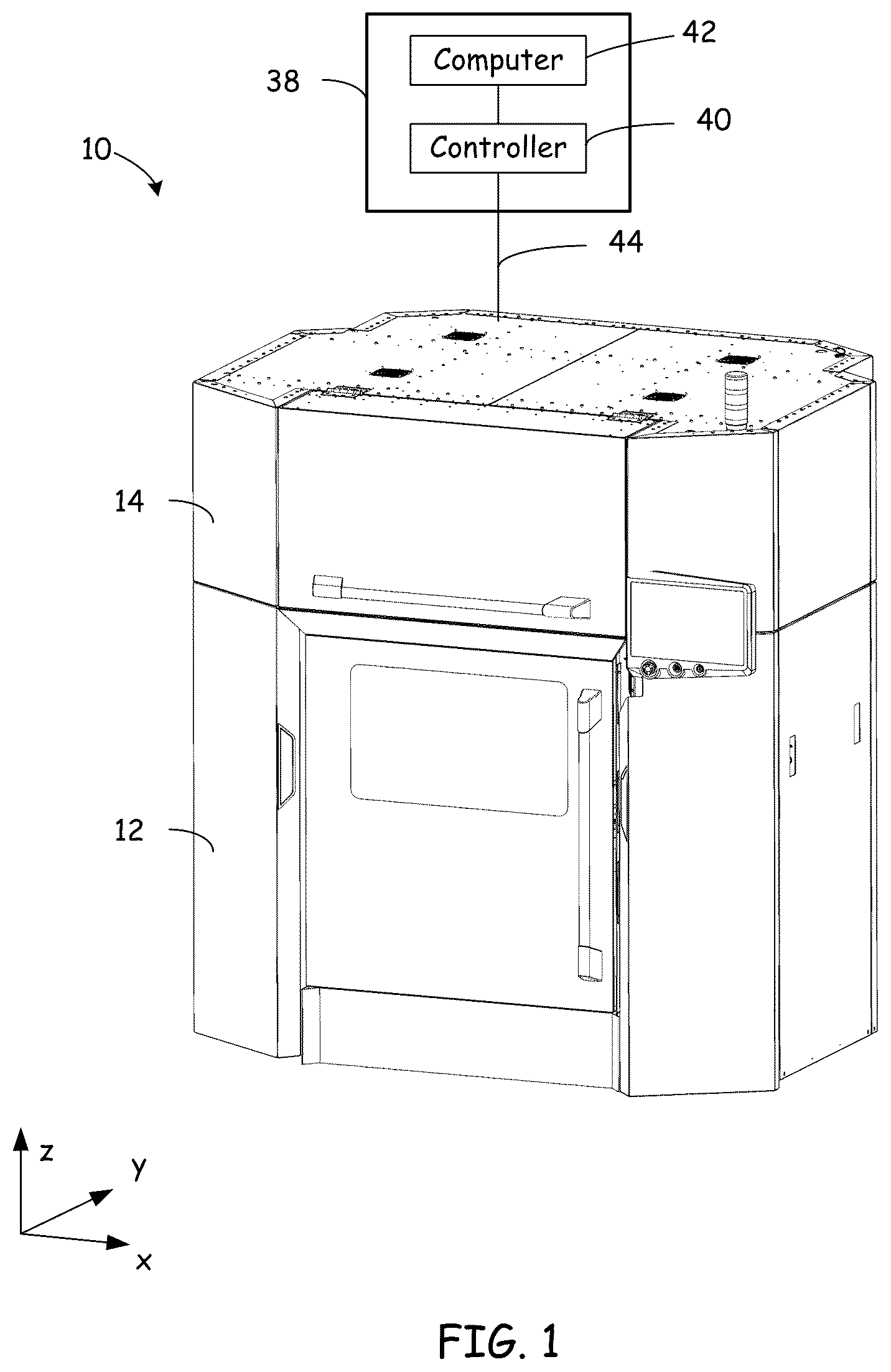 Patent US12350884 Figure 1 – Local z print head positioning system in a 3D printer