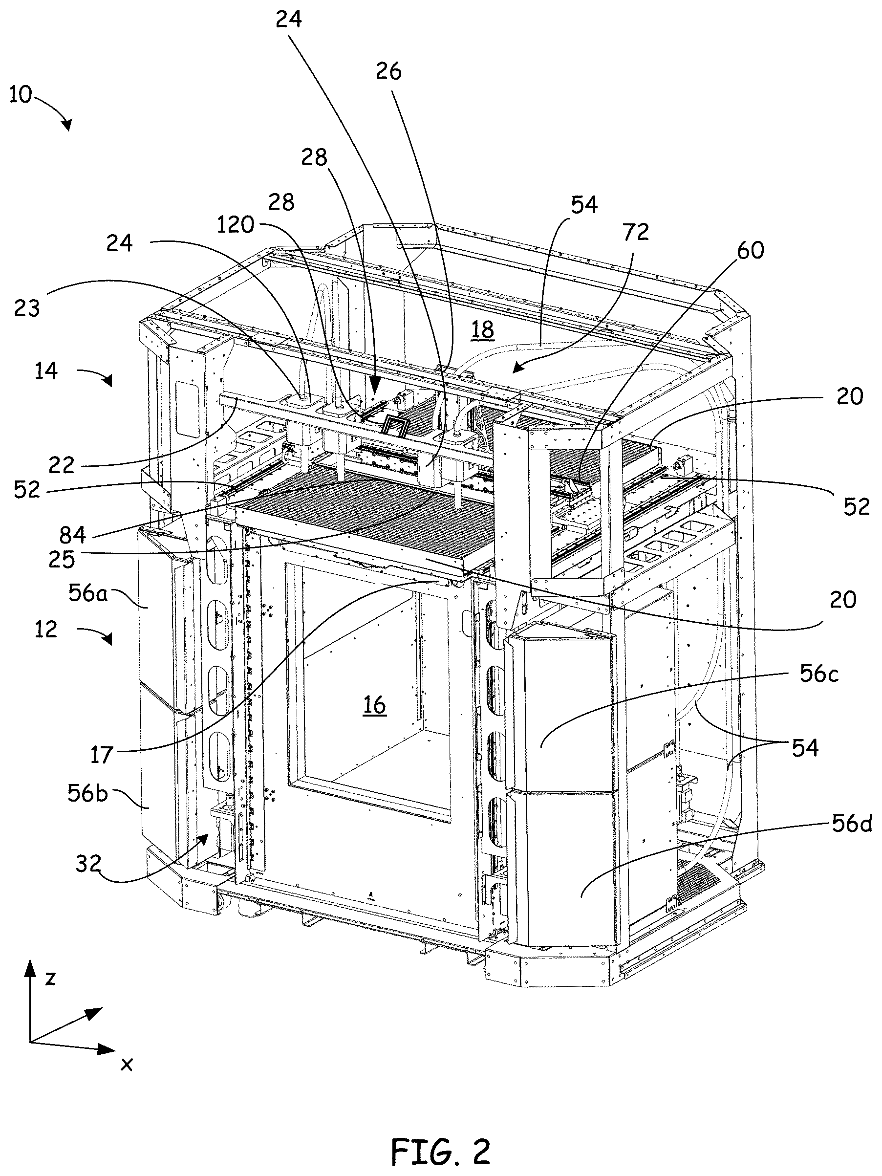 Patent US12350884 Figure 2 – Local z print head positioning system in a 3D printer