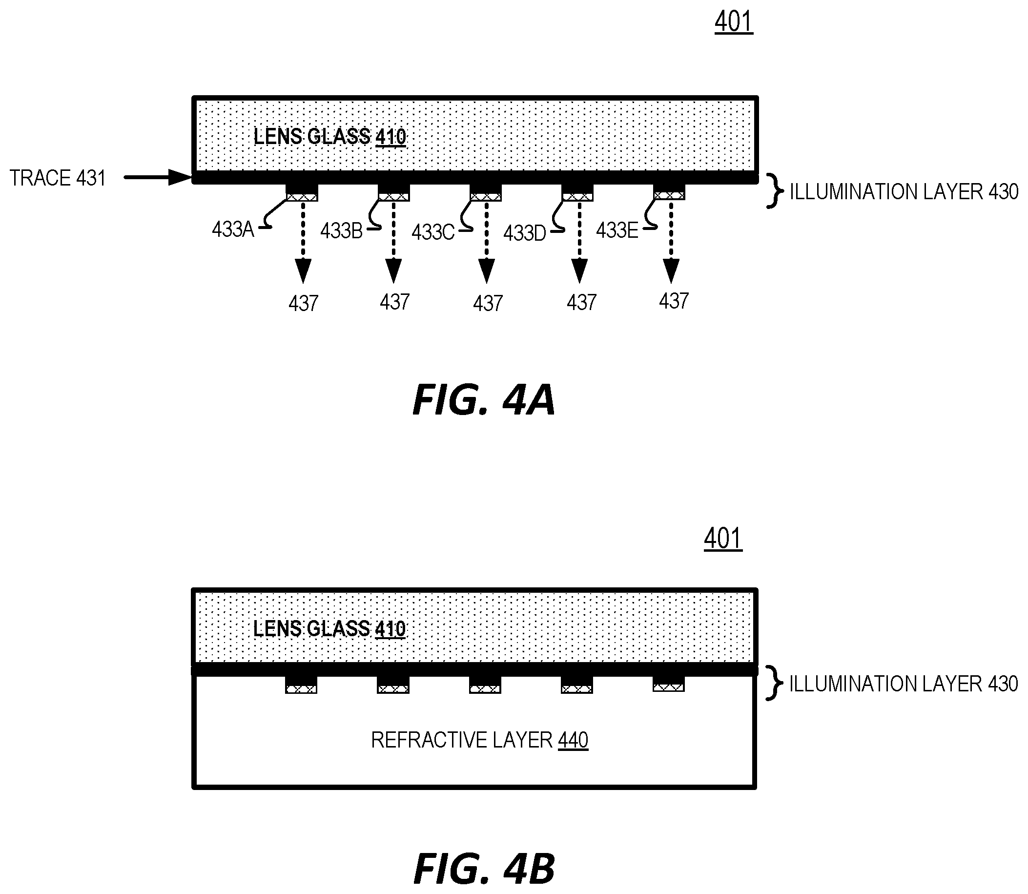 Patent US12350897 Figure 6 – Optical component with illumination layer and lens curvature