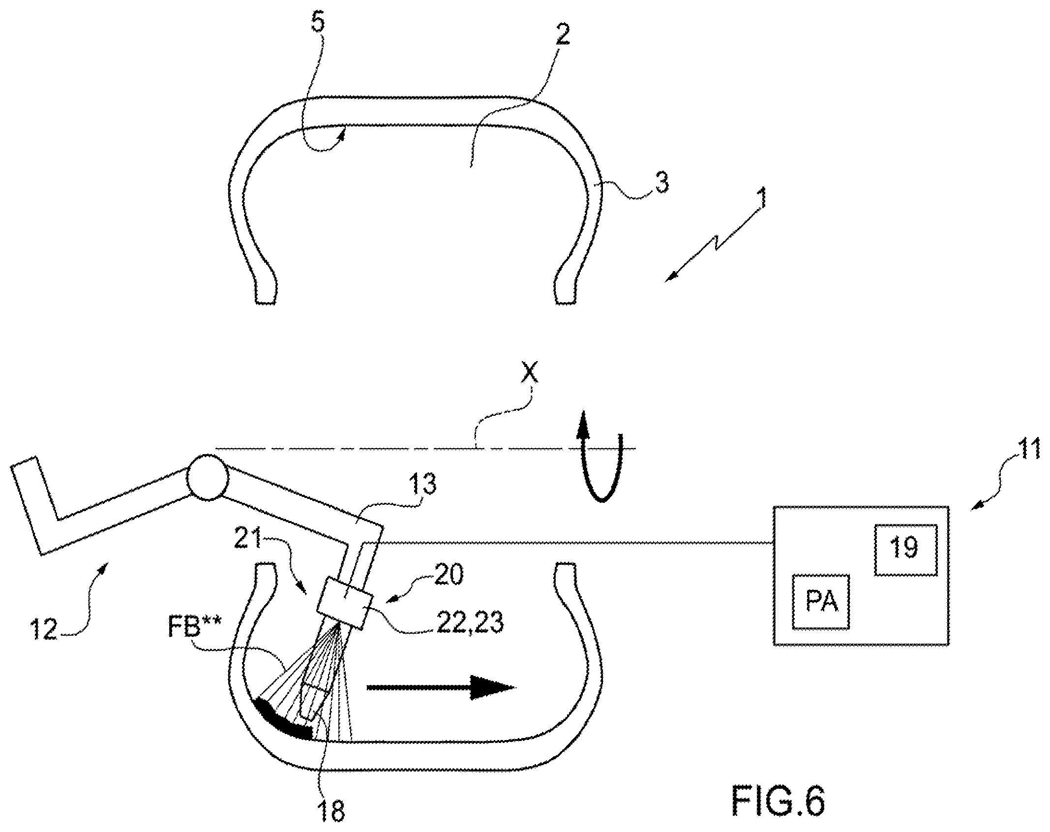 Patent US12350898 Figure 5 – Method and system for applying a sealing agent to the surface of an internal cavity of a pneumatic tire