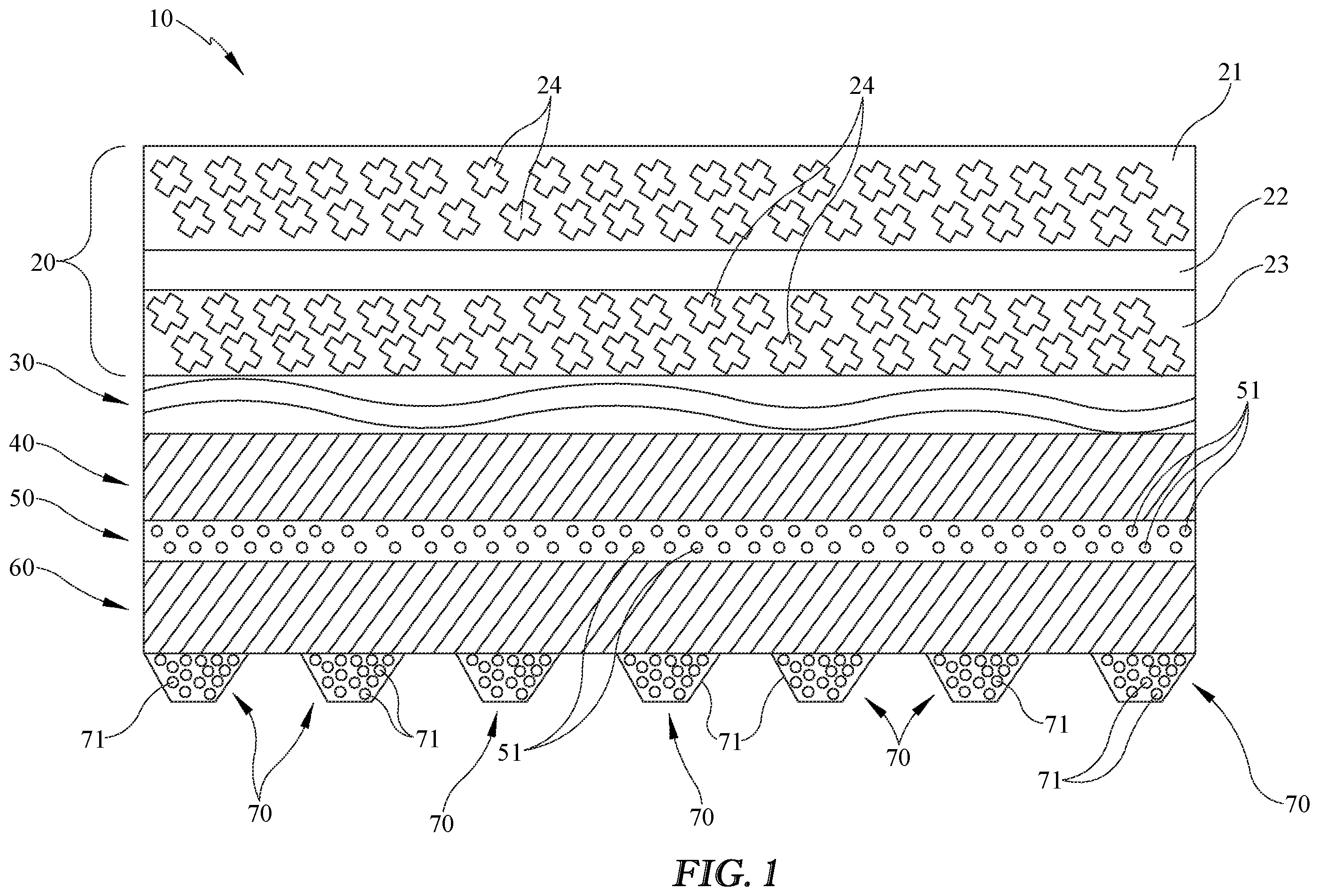 Patent US12350920 Figure 1 – Protective composite fabrics and methods of manufacture and use