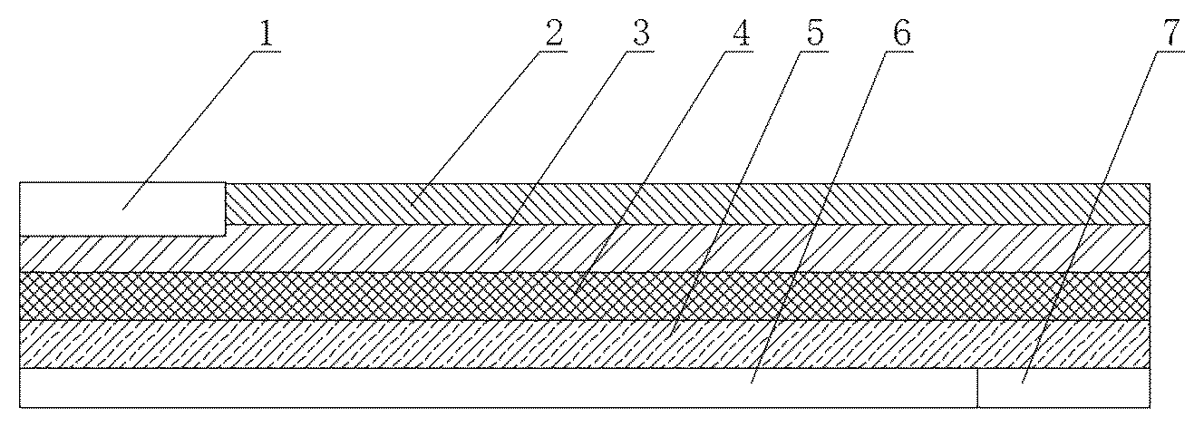 Patent US12350921 Figure 1 – Self-adhesive waterproof coiled material of super-strong cross laminated film and preparation process