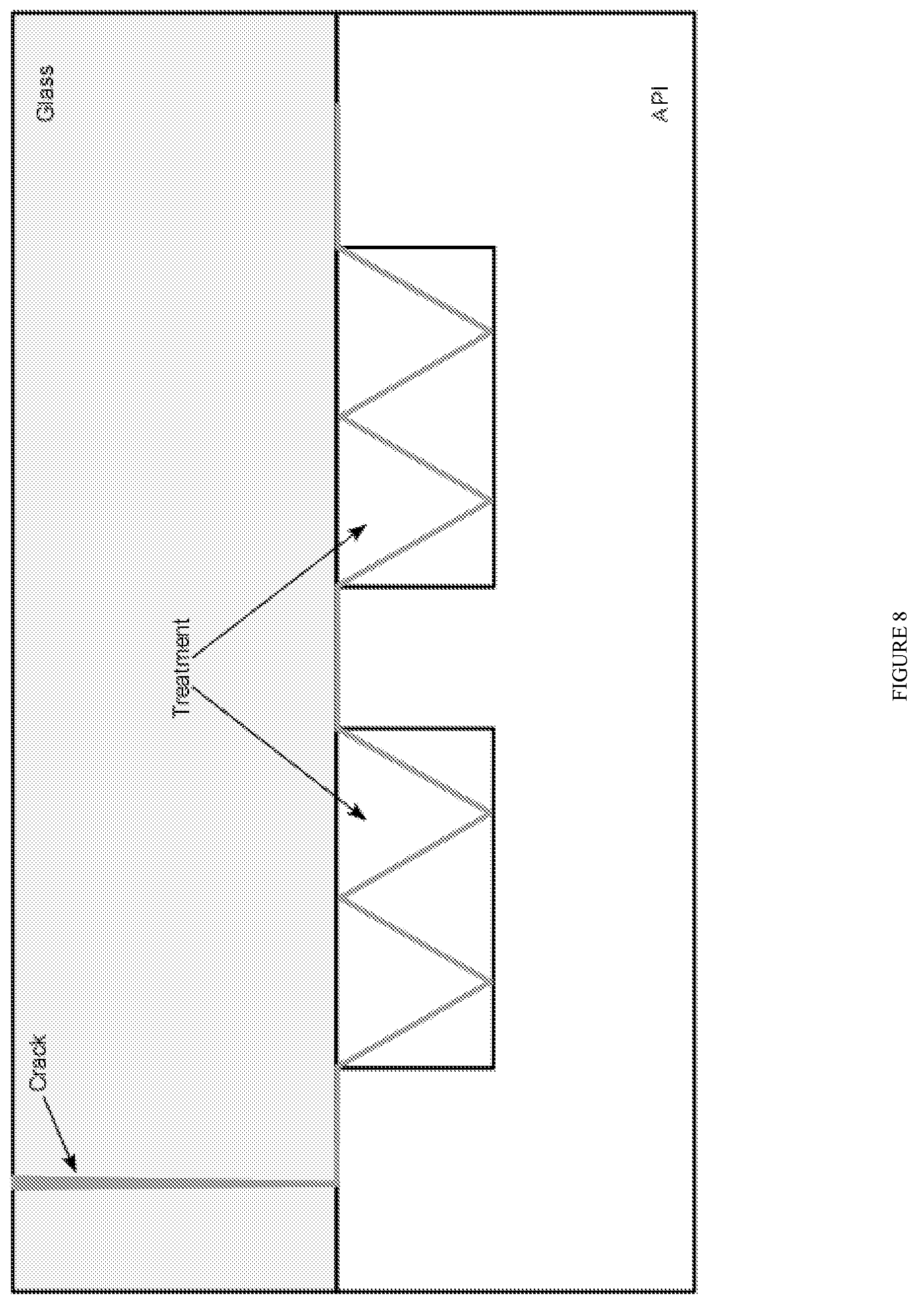 Patent US12350923 Figure 8 – Interlayer and laminate with controlled debonding zone treatments