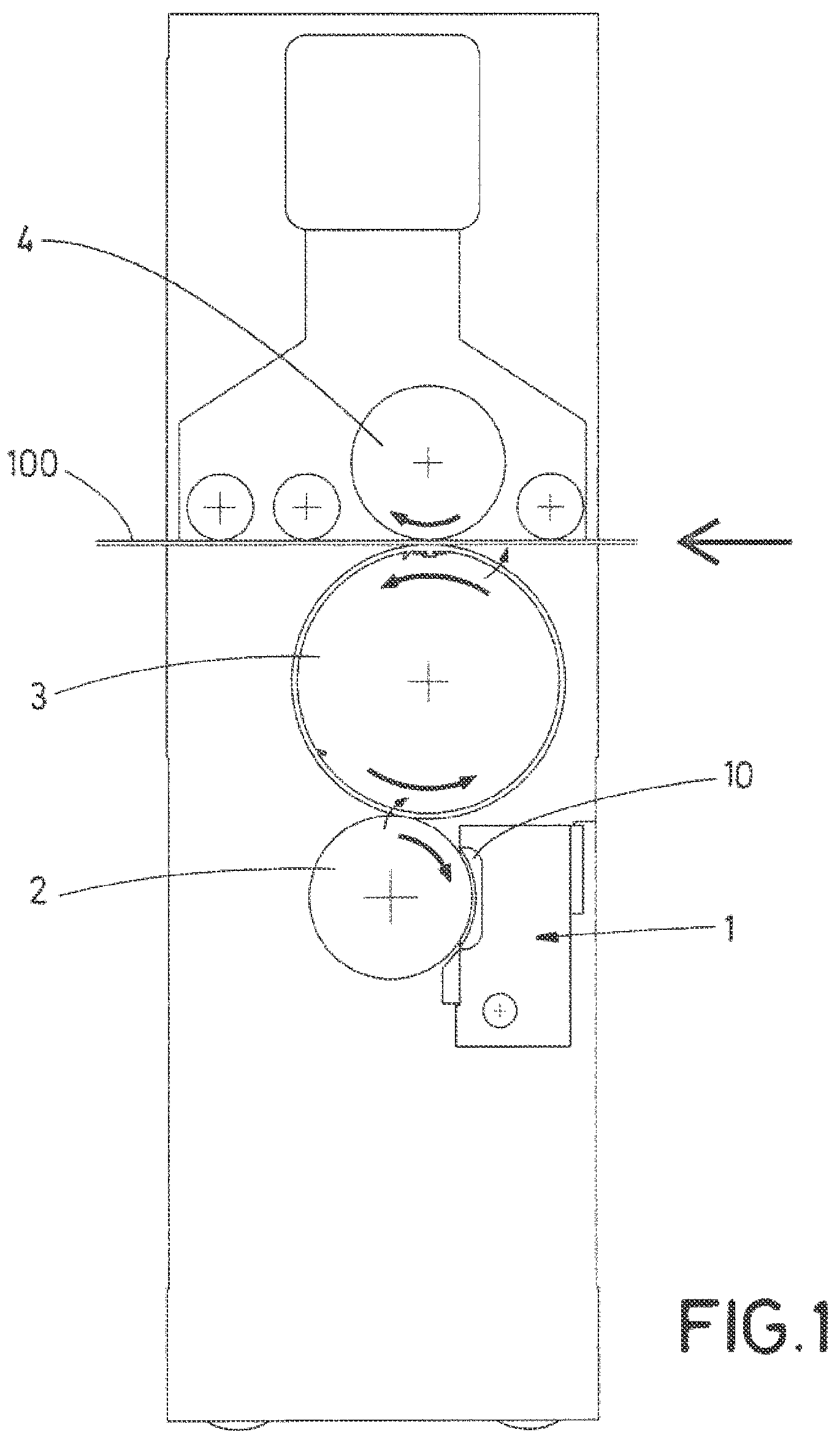 Patent US12350924 Figure 1 – Device for applying a fluid to a roller