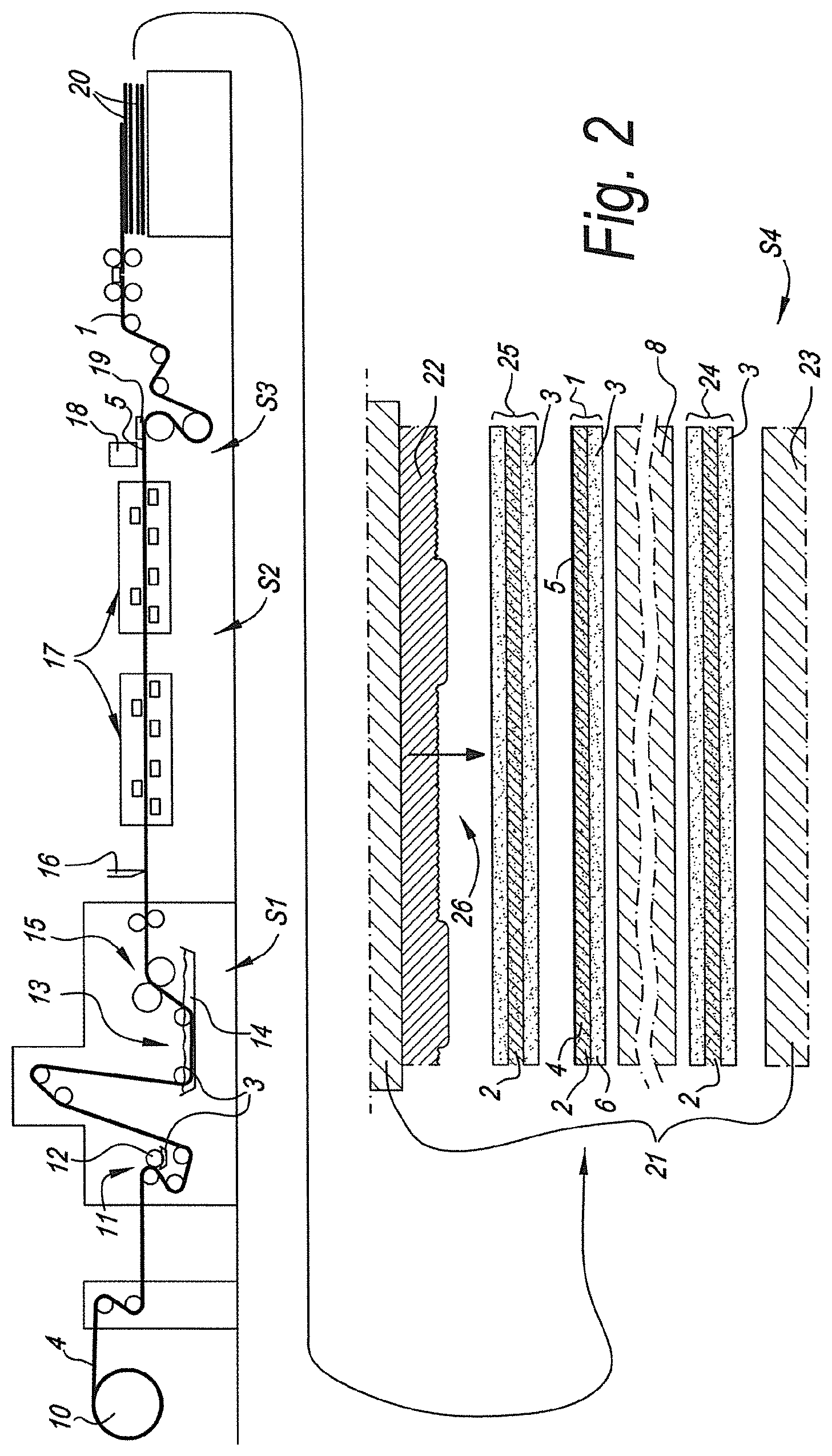 Patent US12350926 Figure 2 – Method for manufacturing panels having a decorative surface