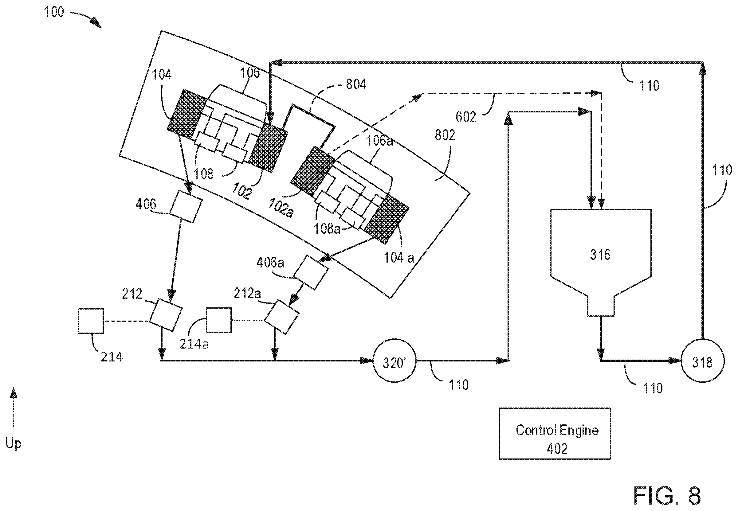 Patent US12350943 Figure 8 – Print fluid recirculation