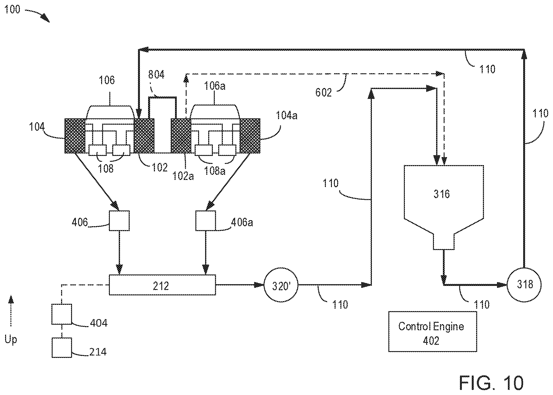 Patent US12350943 Figure 10 – Print fluid recirculation