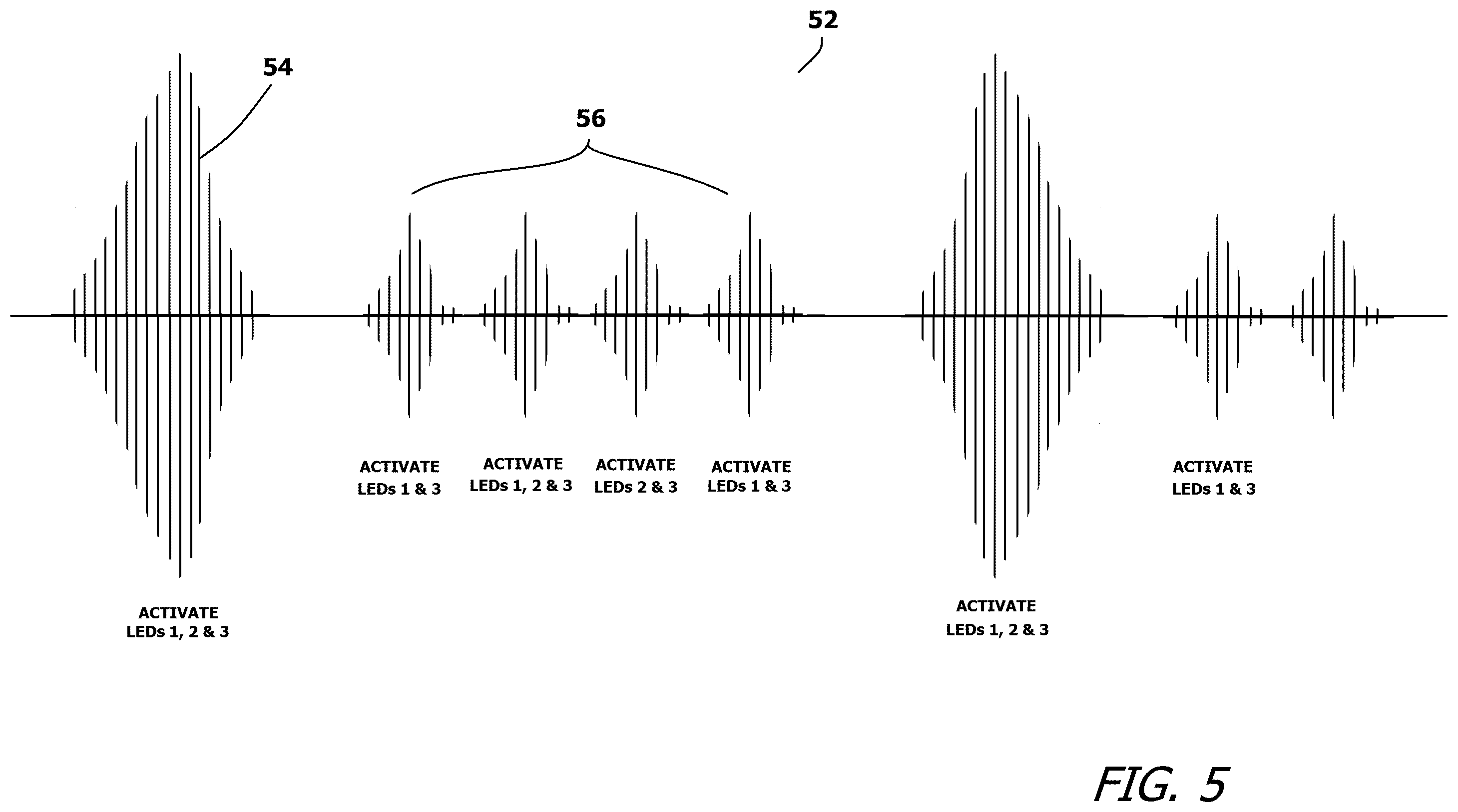 Patent US12350949 Figure 5 – Greeting card assembly with simulated background fireworks
