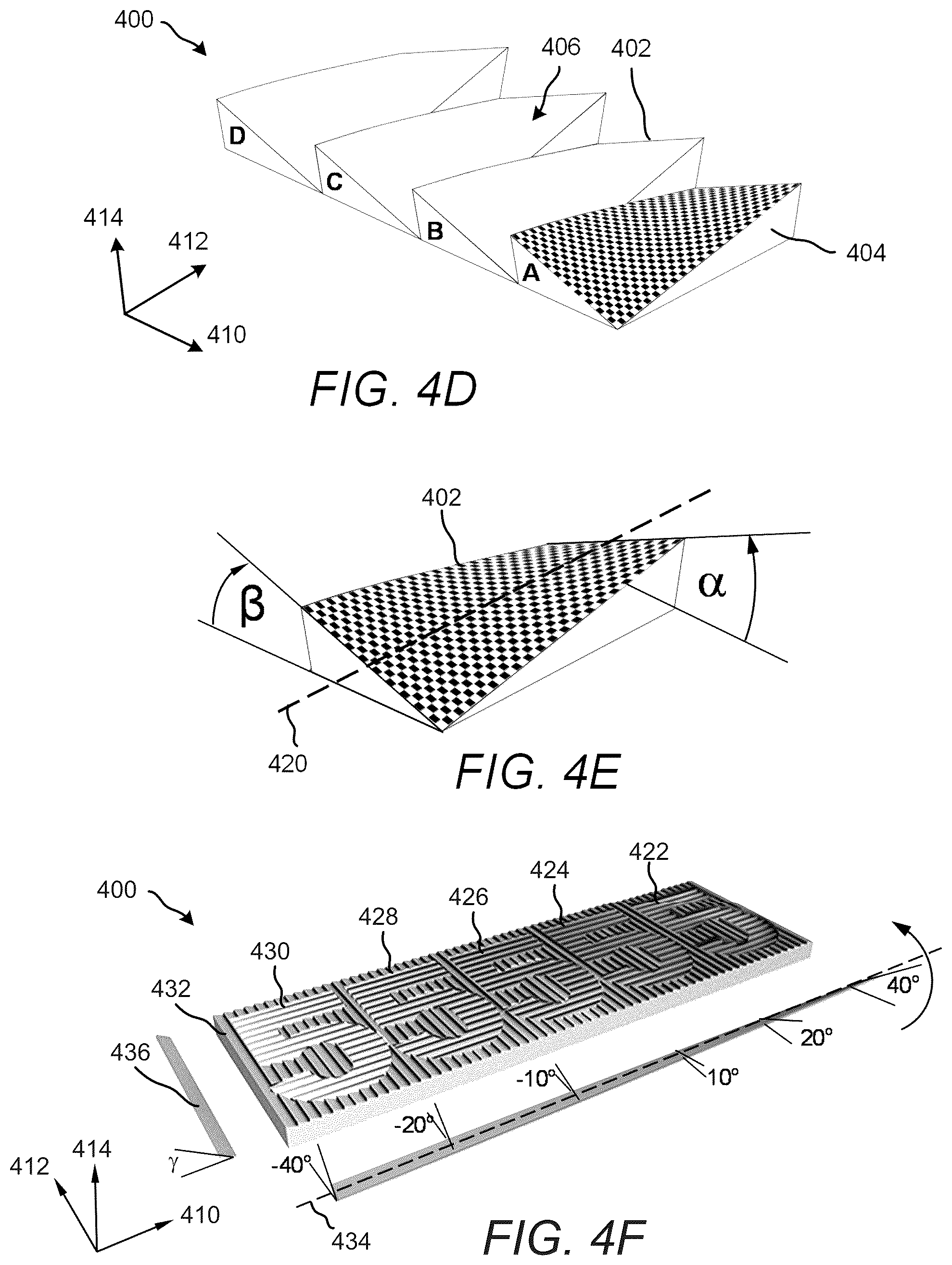 Patent US12350950 Figure 4 – Article with angled reflective segments