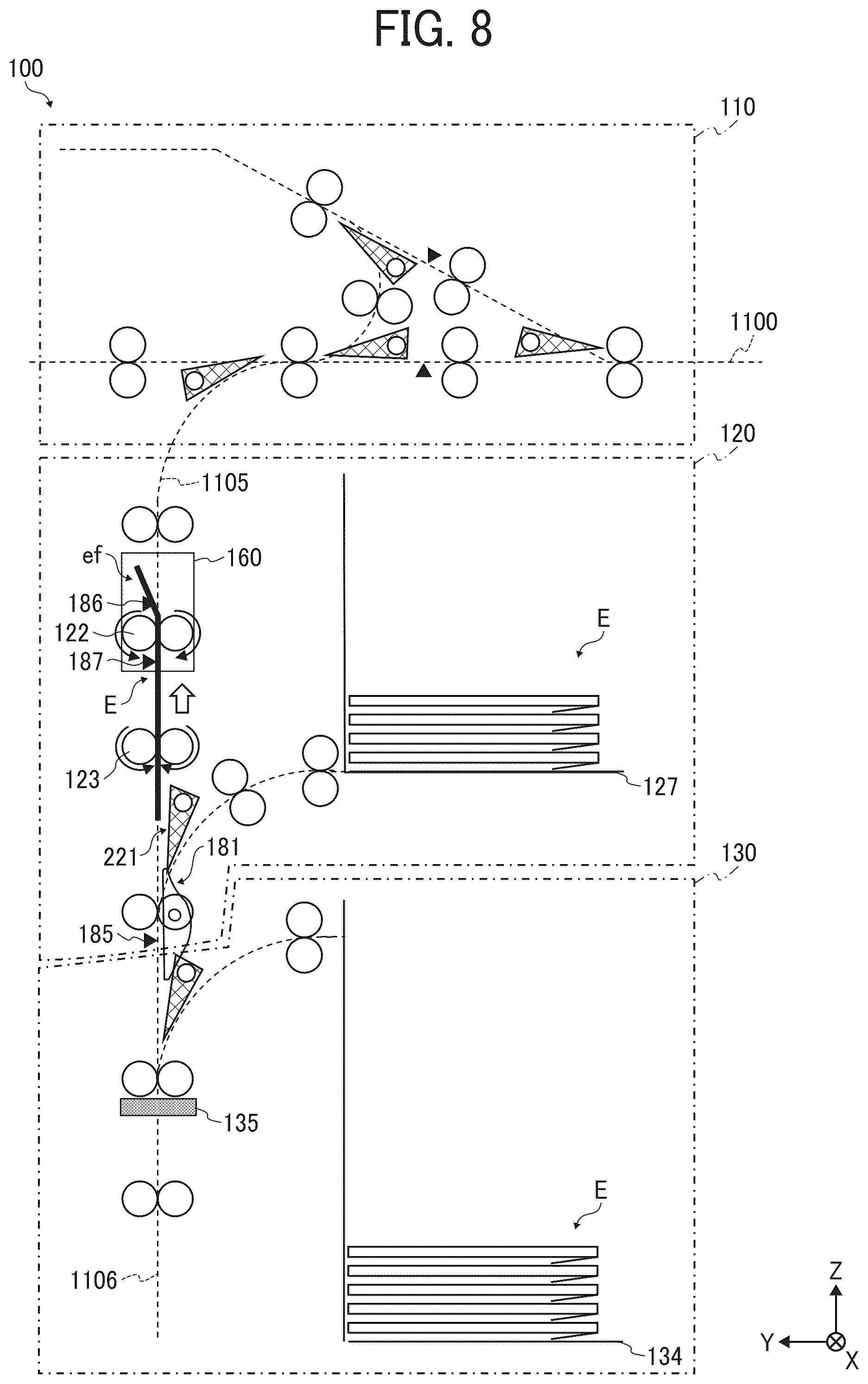 Patent US12350957 Figure 8 – Envelope processing apparatus and image forming system