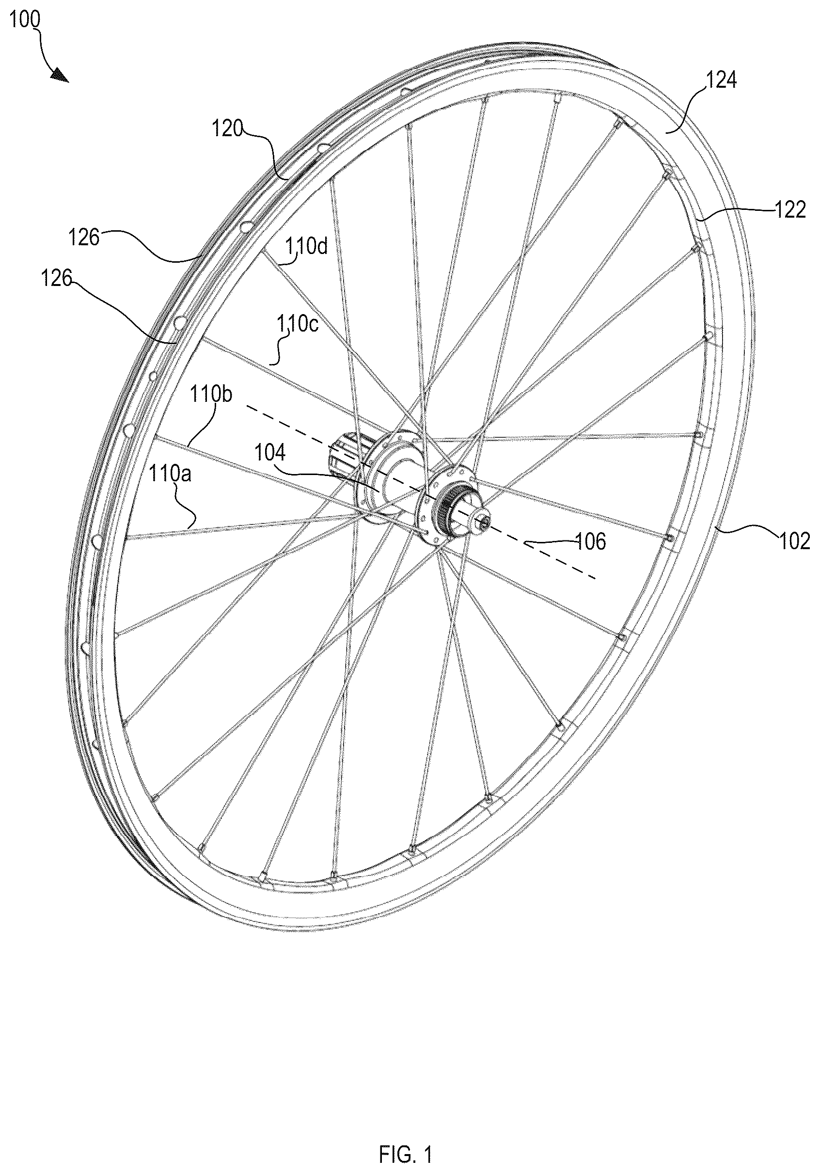 Patent US12350963 — Bicycle rim adapted to reduce spoke fatigue — Figure 1