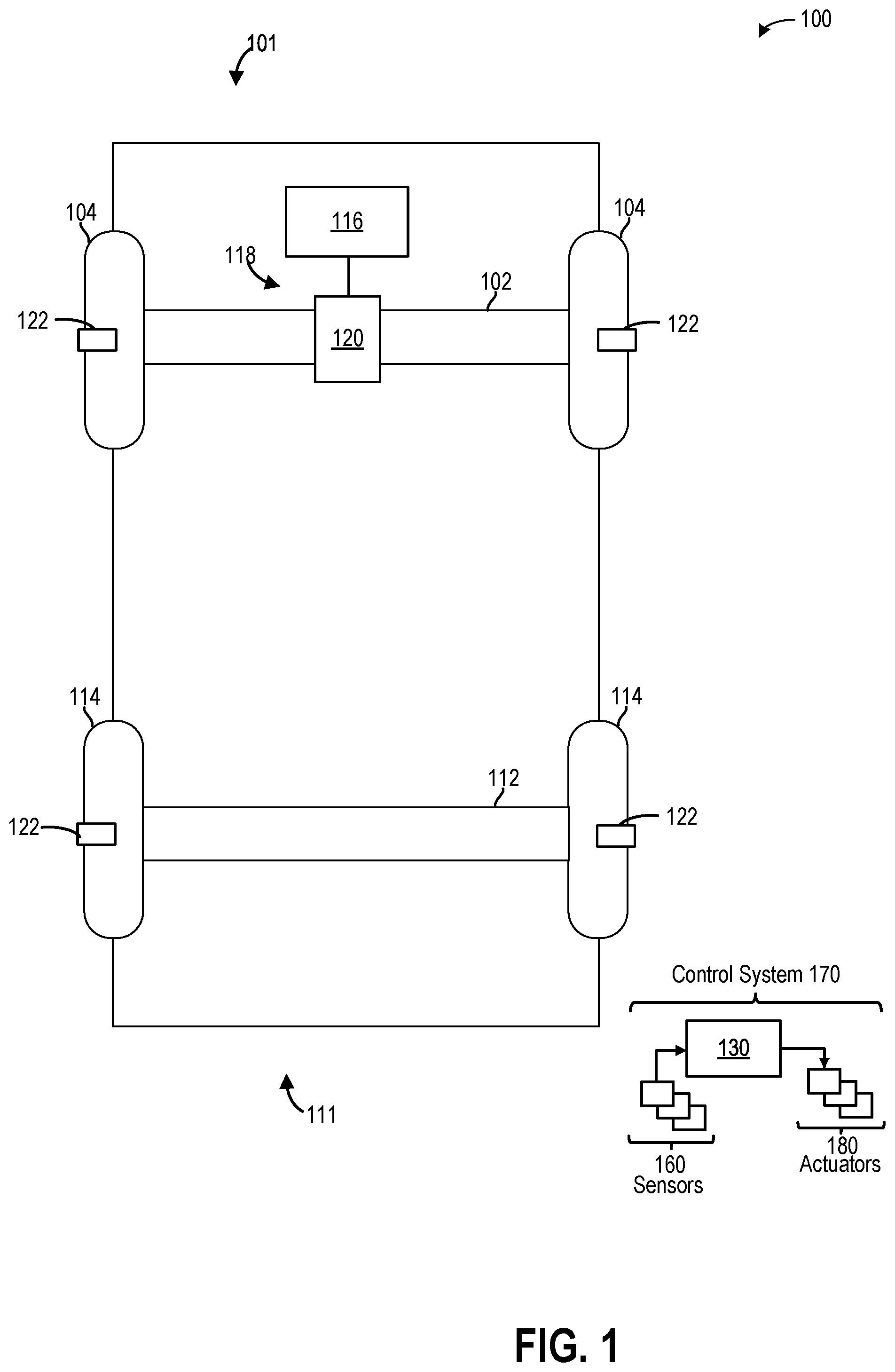 Patent US12350965 Figure 1 – Systems and methods for disengaging wheels