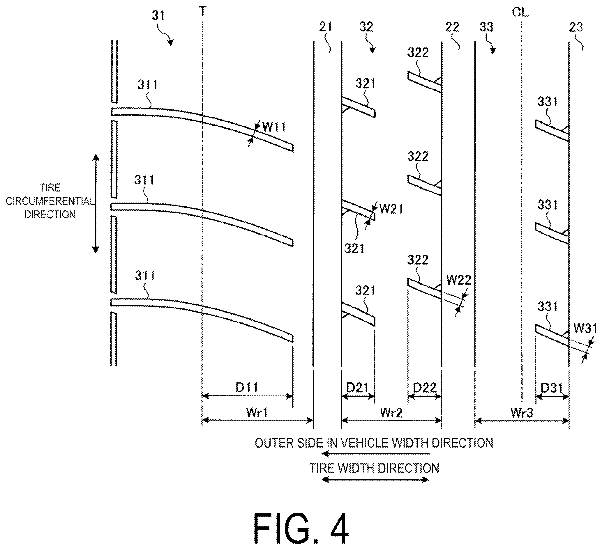 Patent US12350969 Figure 4 – Pneumatic tire