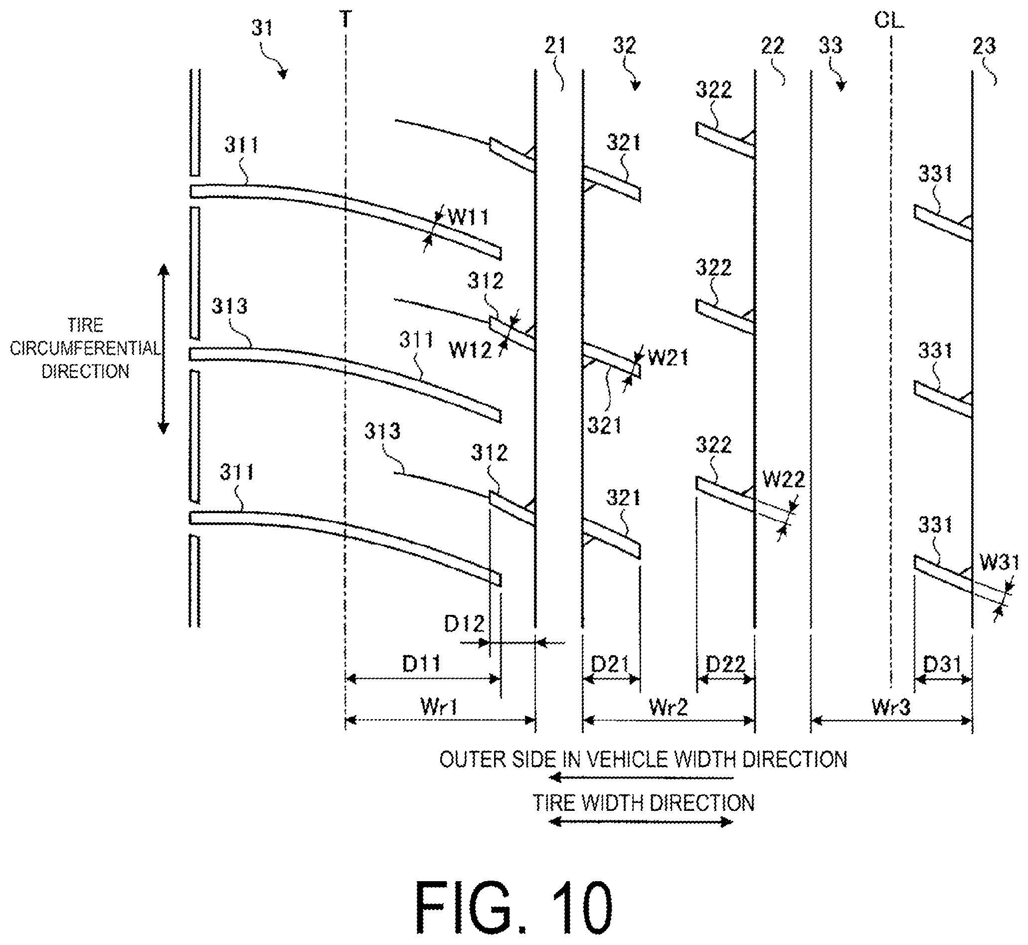Patent US12350969 Figure 8 – Pneumatic tire