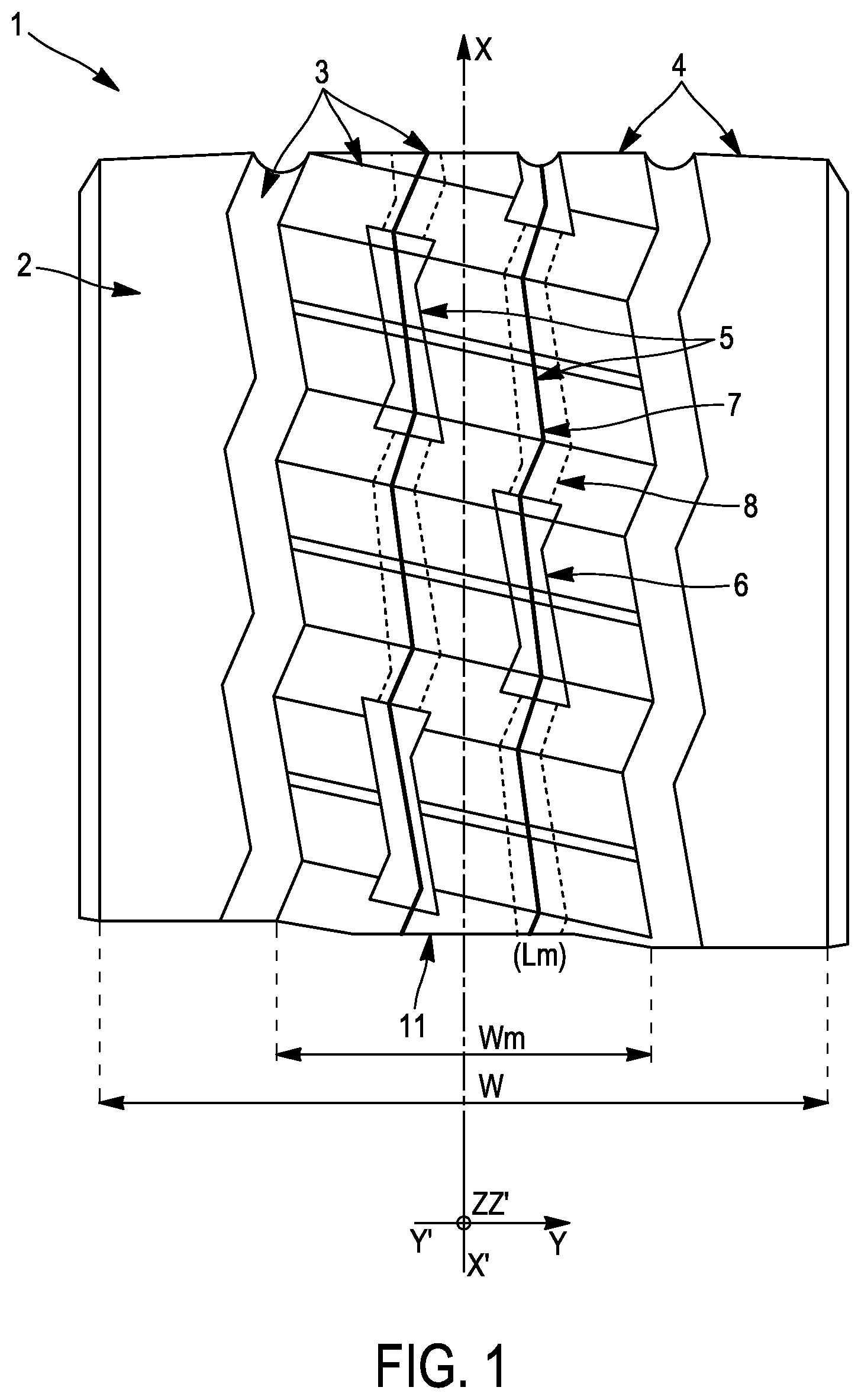 Patent US12350971 Figure 1 – Tire tread for a heavy-duty vehicle having improved resistance to attack