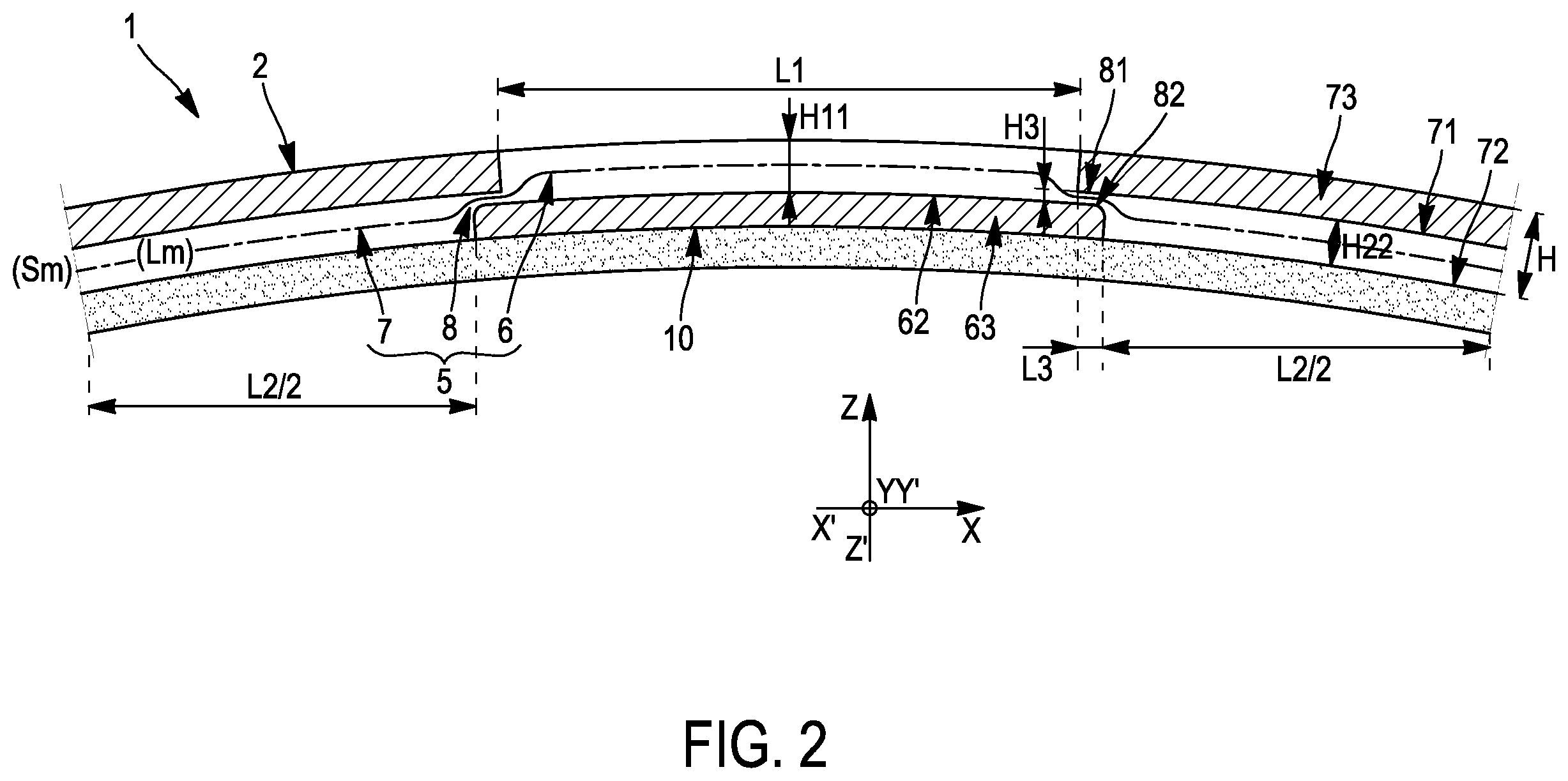 Patent US12350971 Figure 2 – Tire tread for a heavy-duty vehicle having improved resistance to attack