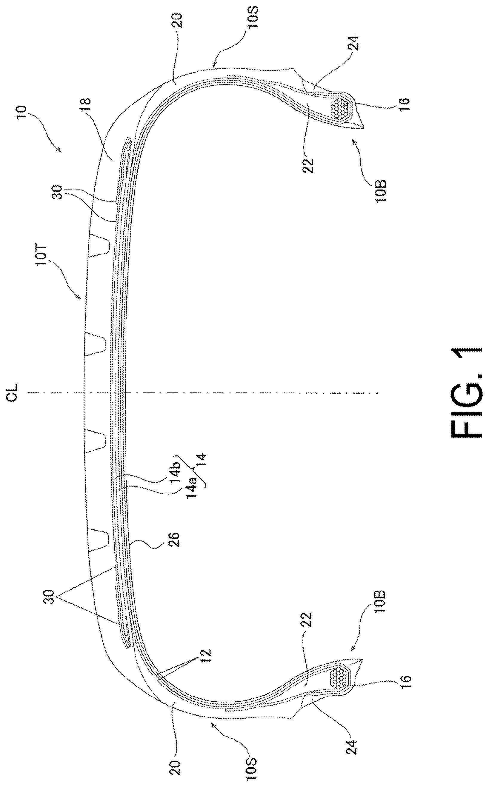 Patent US12350973 Figure 1 – Tire