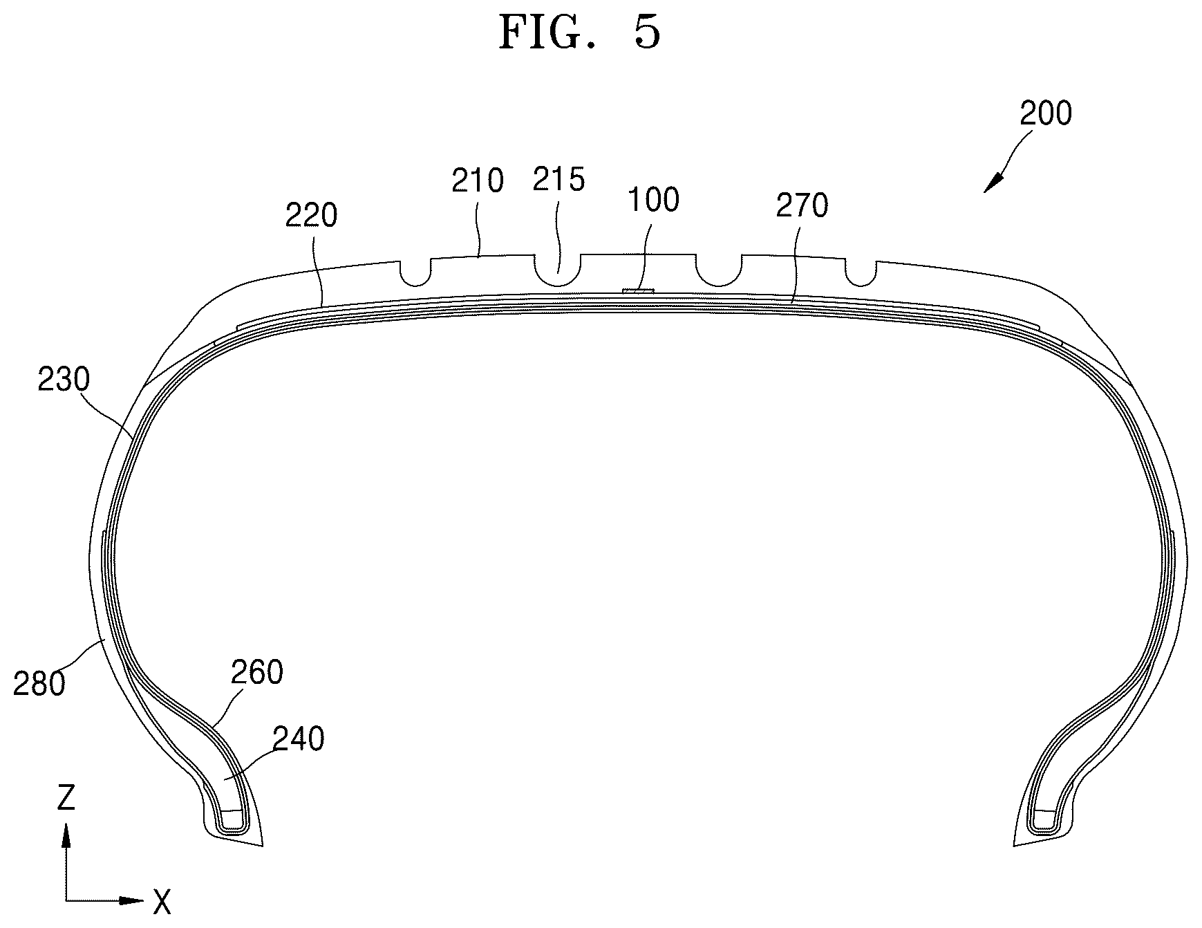 Patent US12350976 Figure 5 – Tire