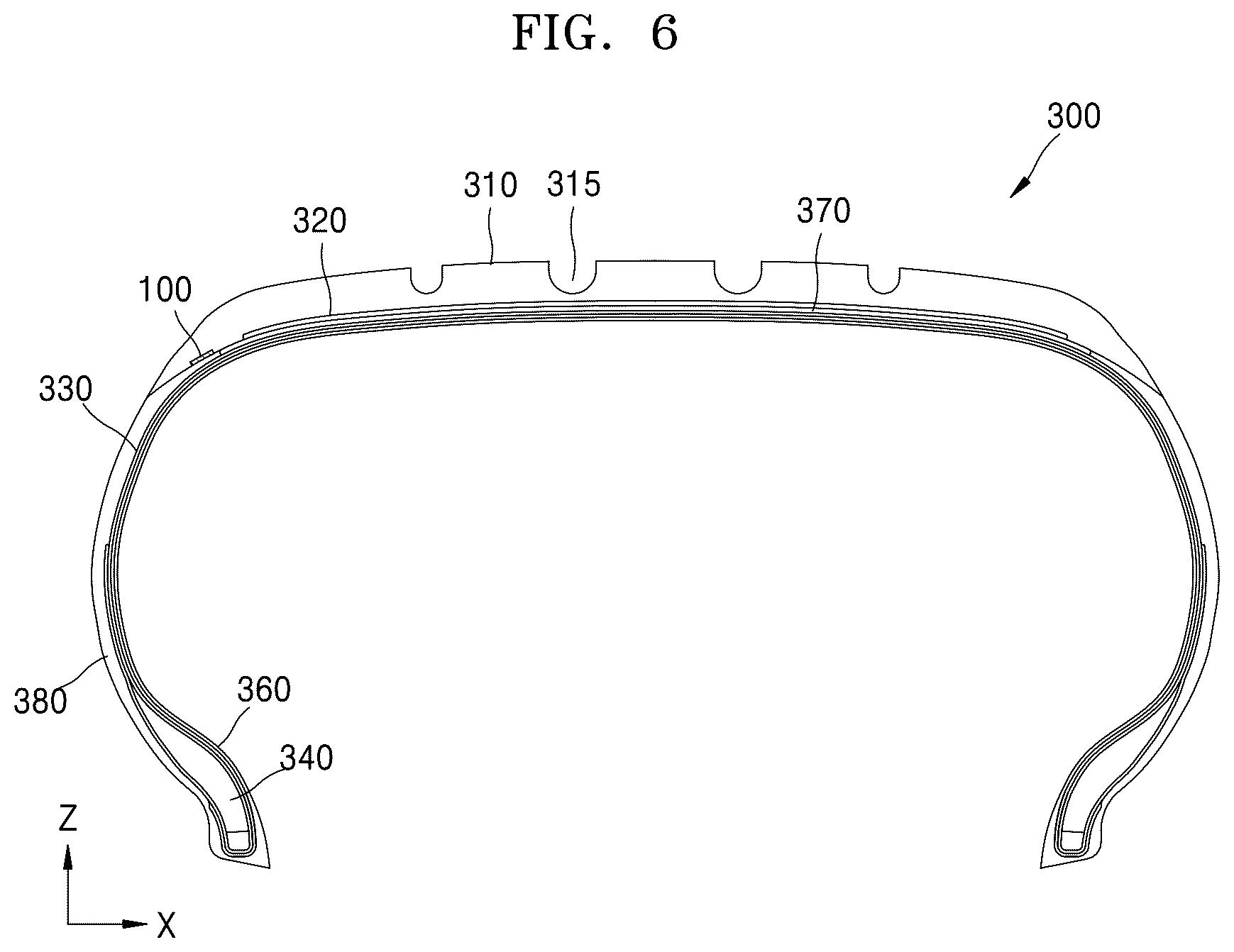 Patent US12350976 Figure 6 – Tire