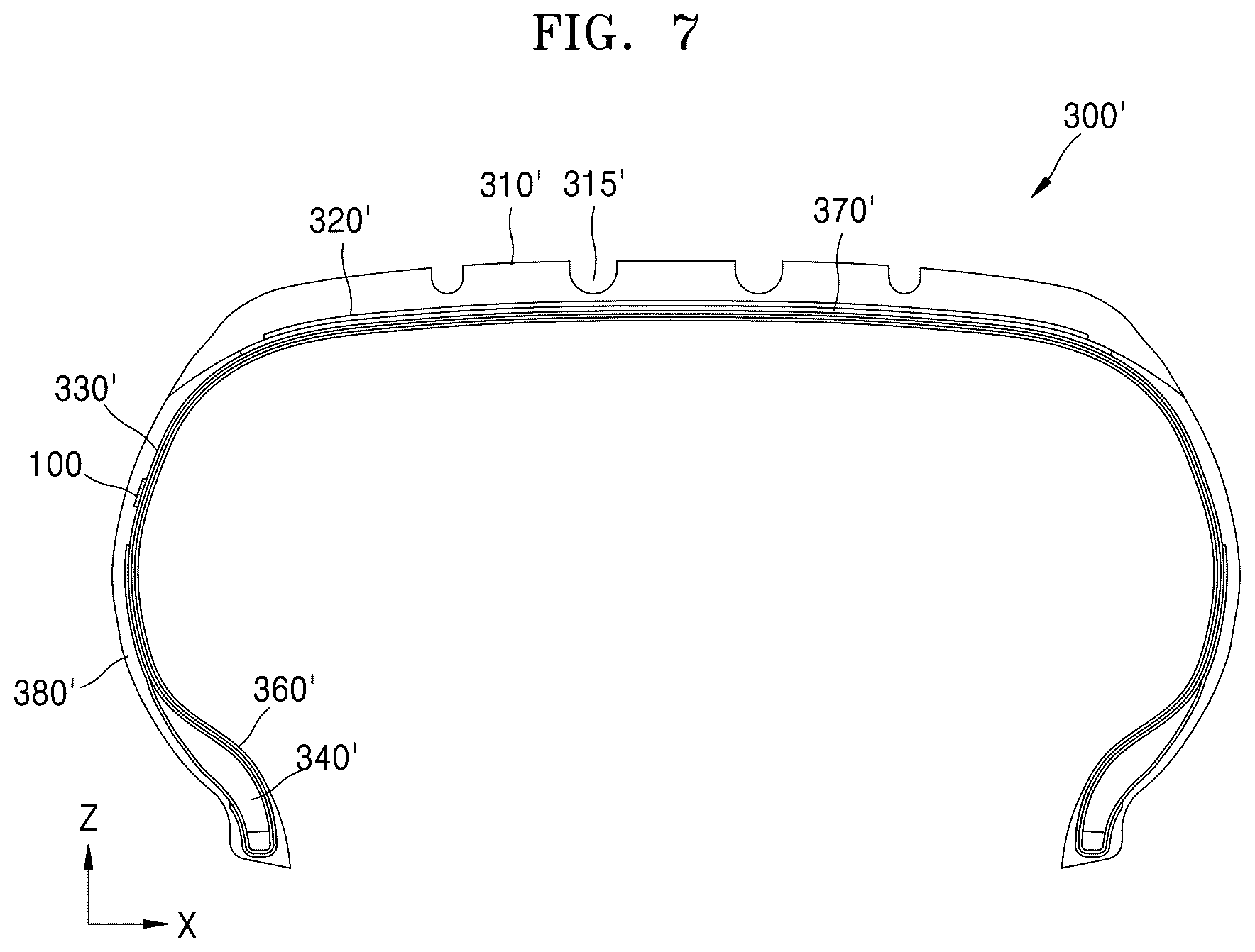 Patent US12350976 Figure 7 – Tire