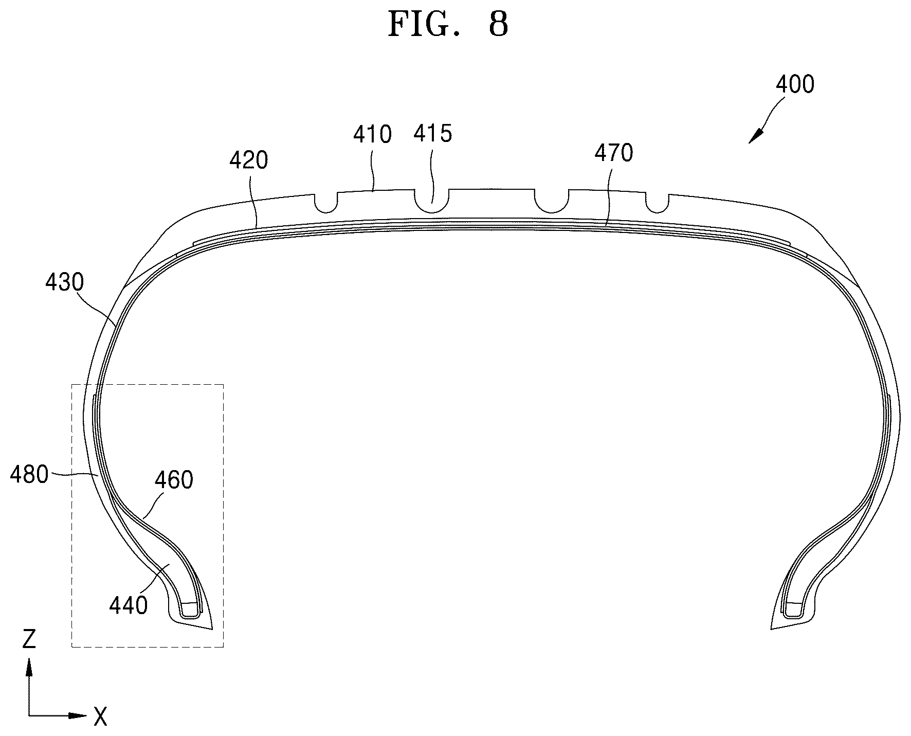 Patent US12350976 Figure 8 – Tire