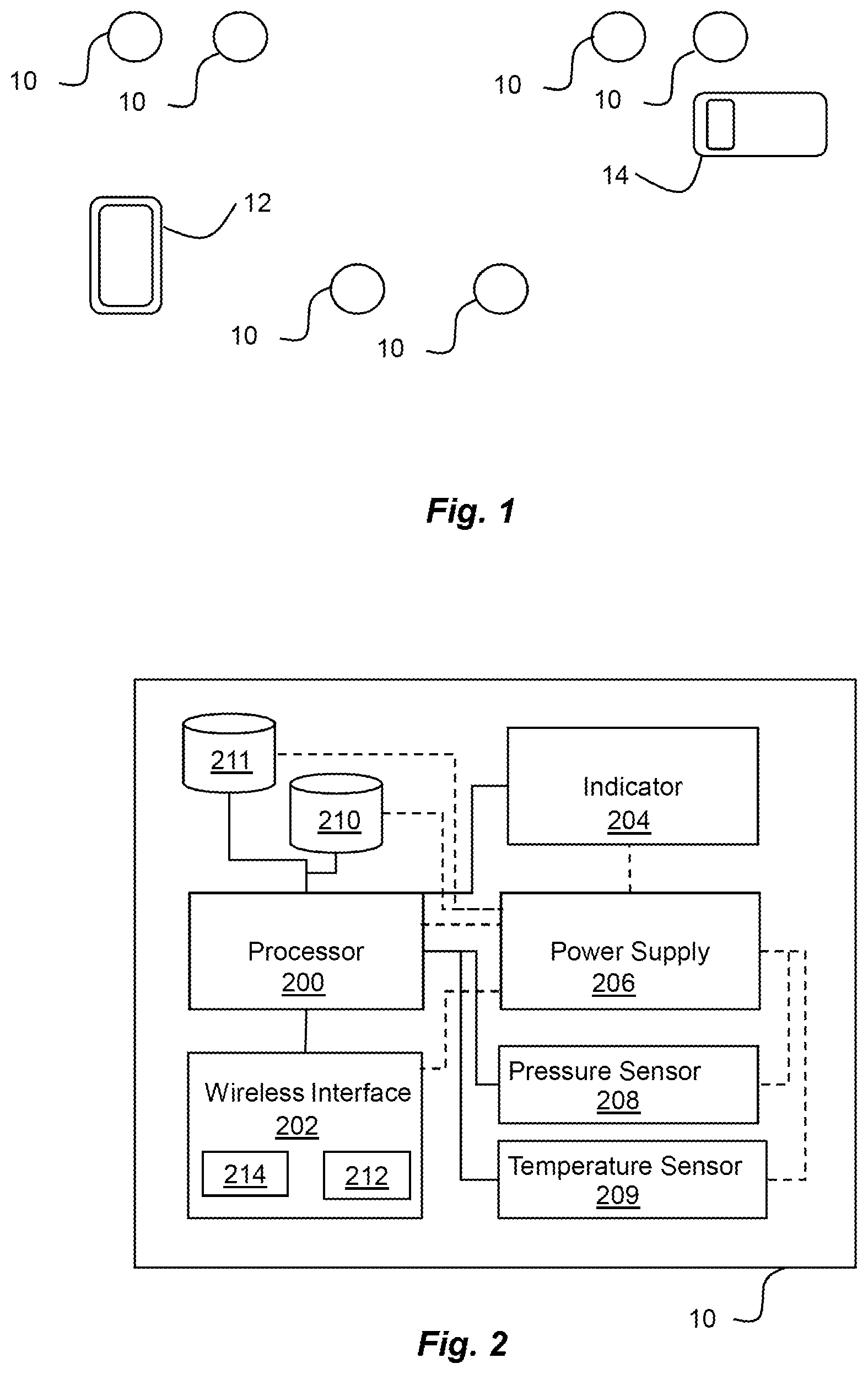 Patent US12350979 Figure 1 – Tyre monitoring device configuration
