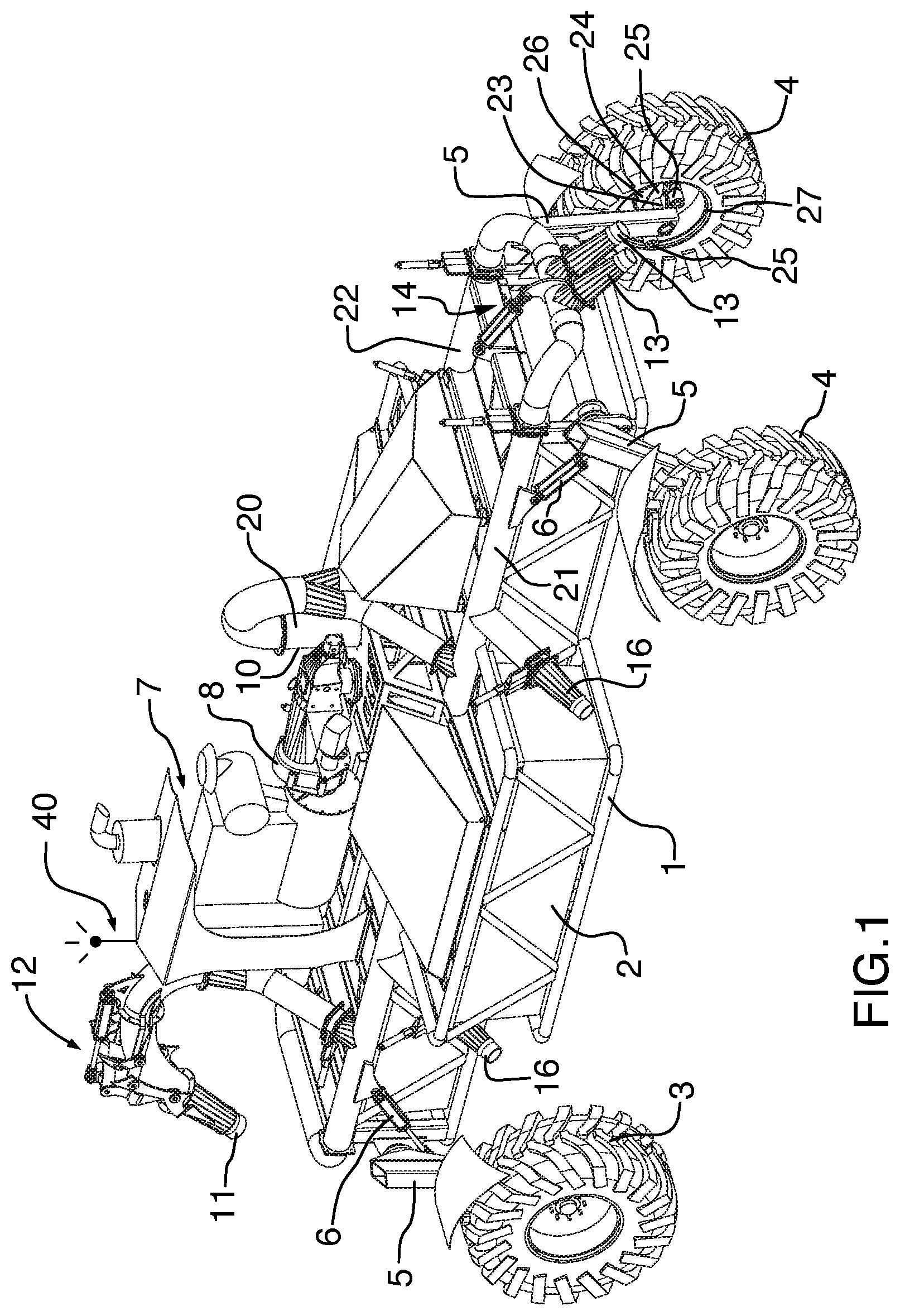 Patent US12350985 Figure 1 – Amphibious pumping vehicle