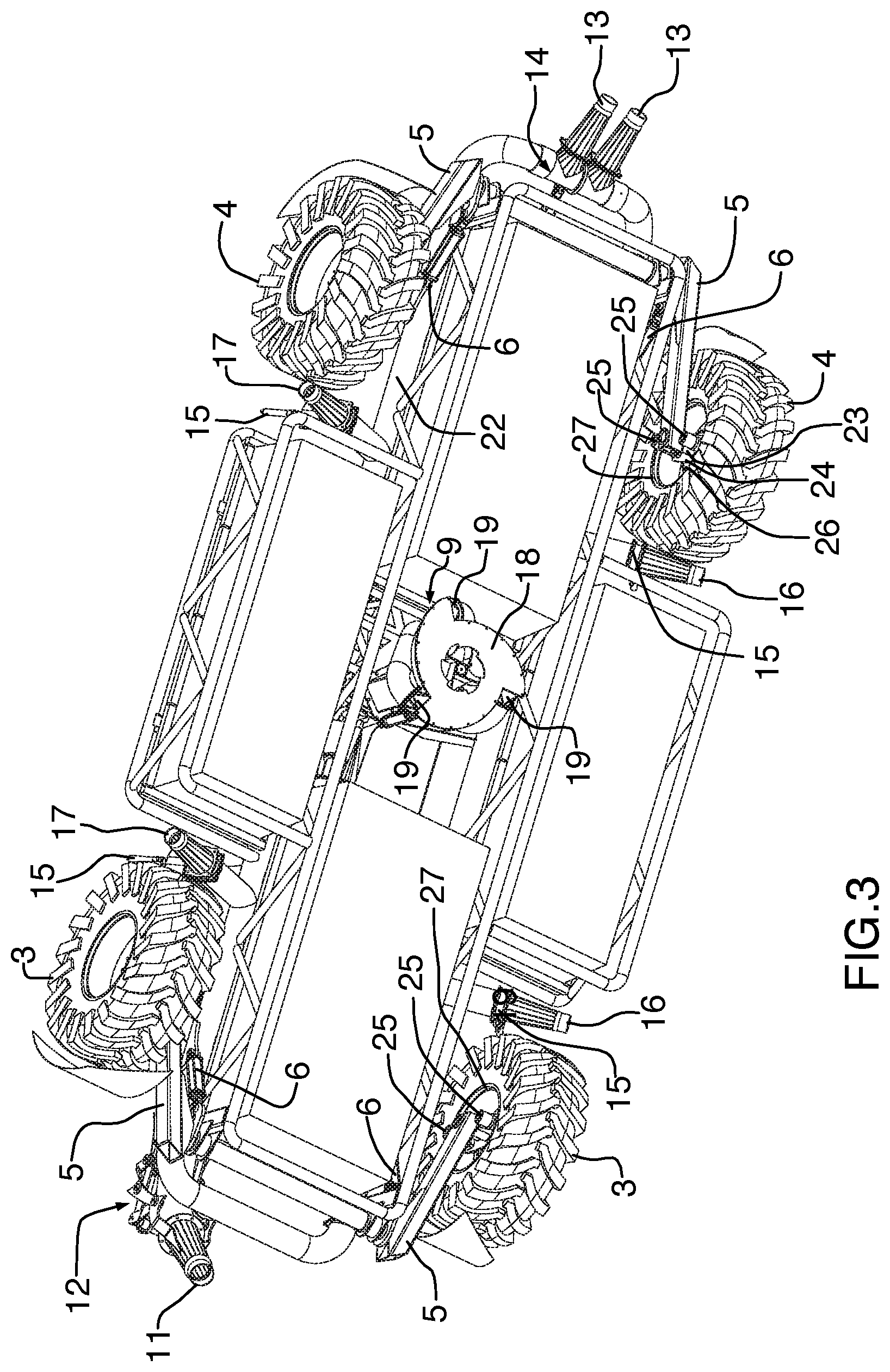 Patent US12350985 Figure 3 – Amphibious pumping vehicle