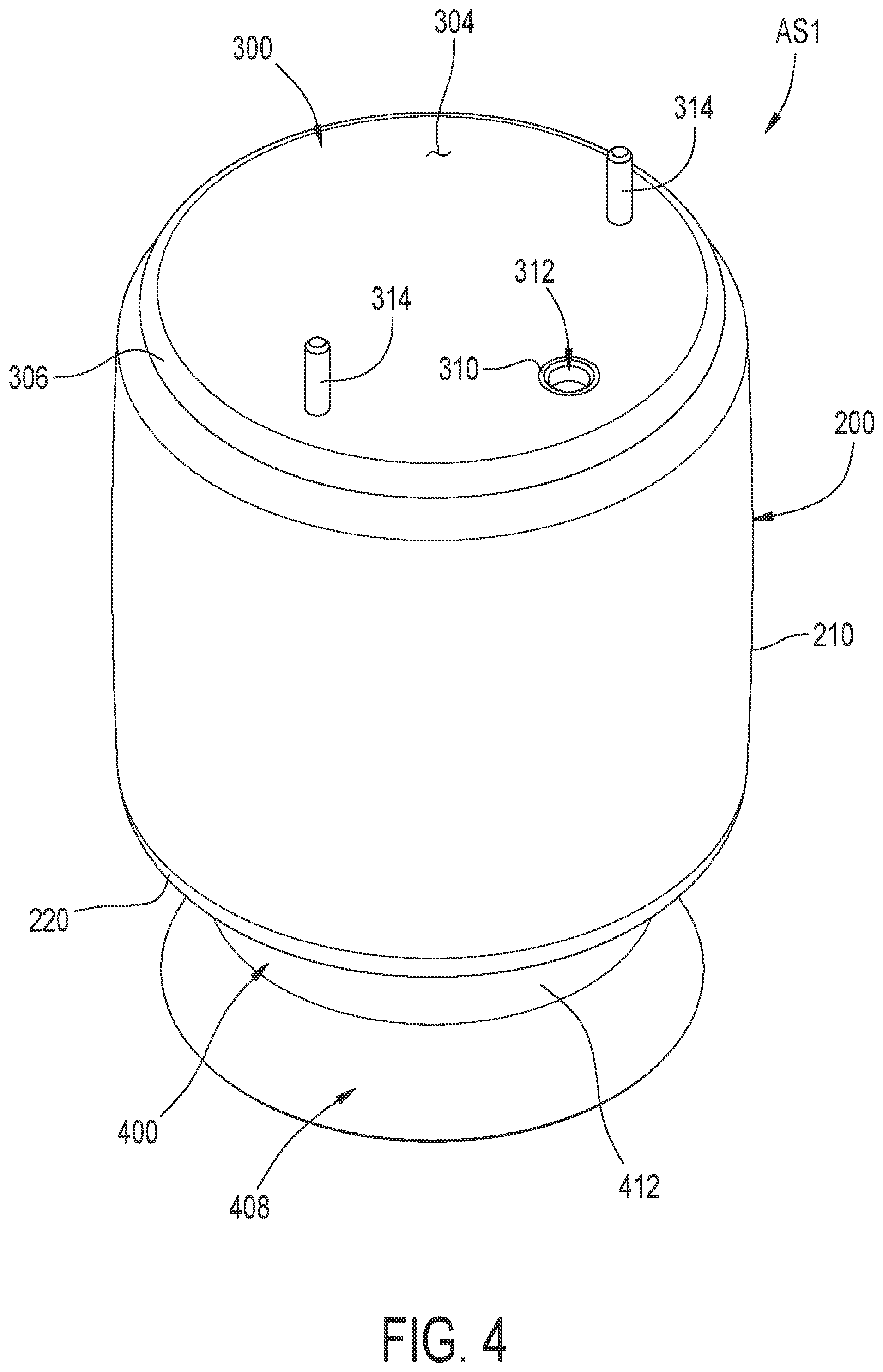 Patent US12350986 Figure 4 – Flexible spring member and end closure assemblies as well as gas spring and gas damper assemblies including same