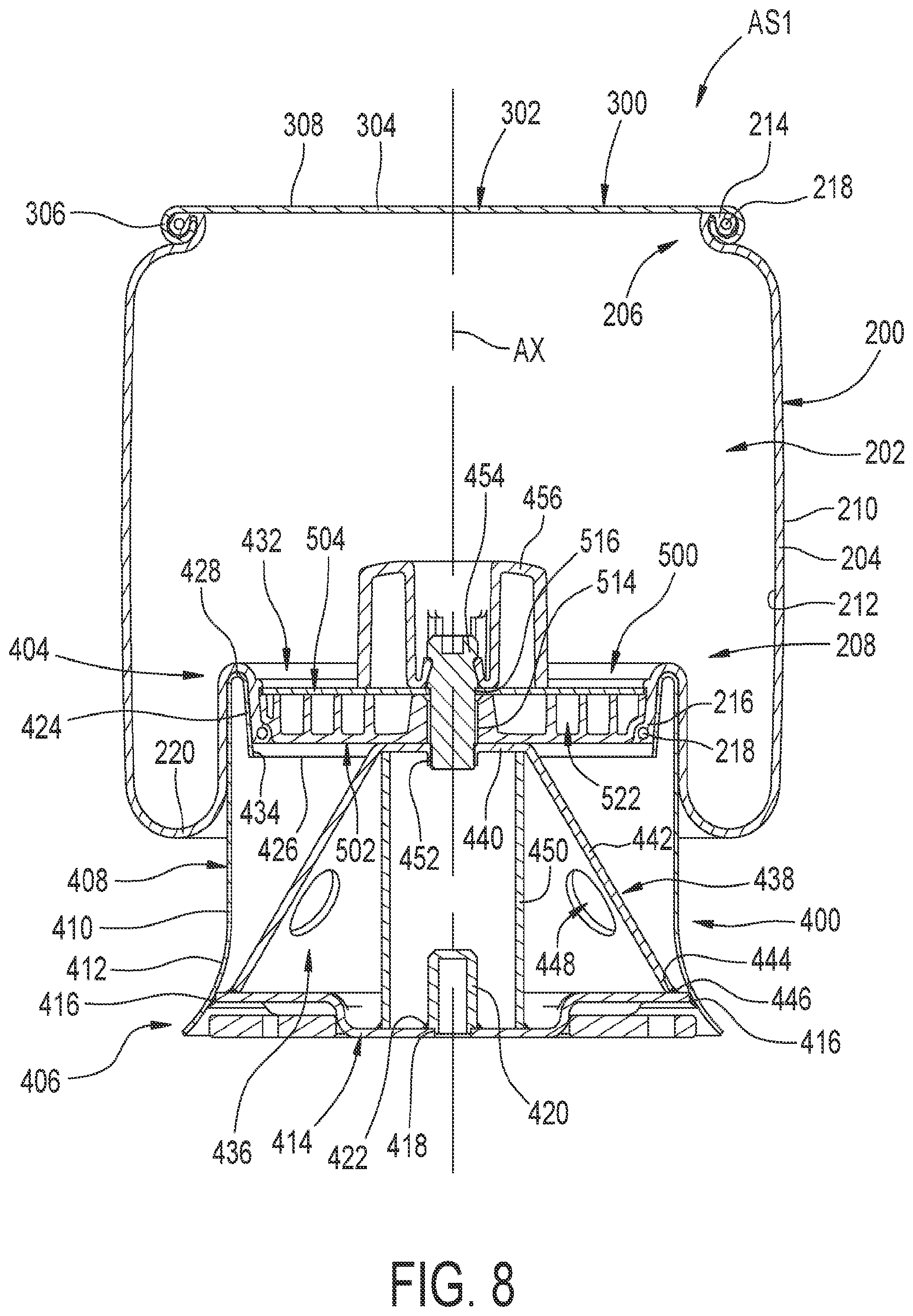 Patent US12350986 Figure 9 – Flexible spring member and end closure assemblies as well as gas spring and gas damper assemblies including same