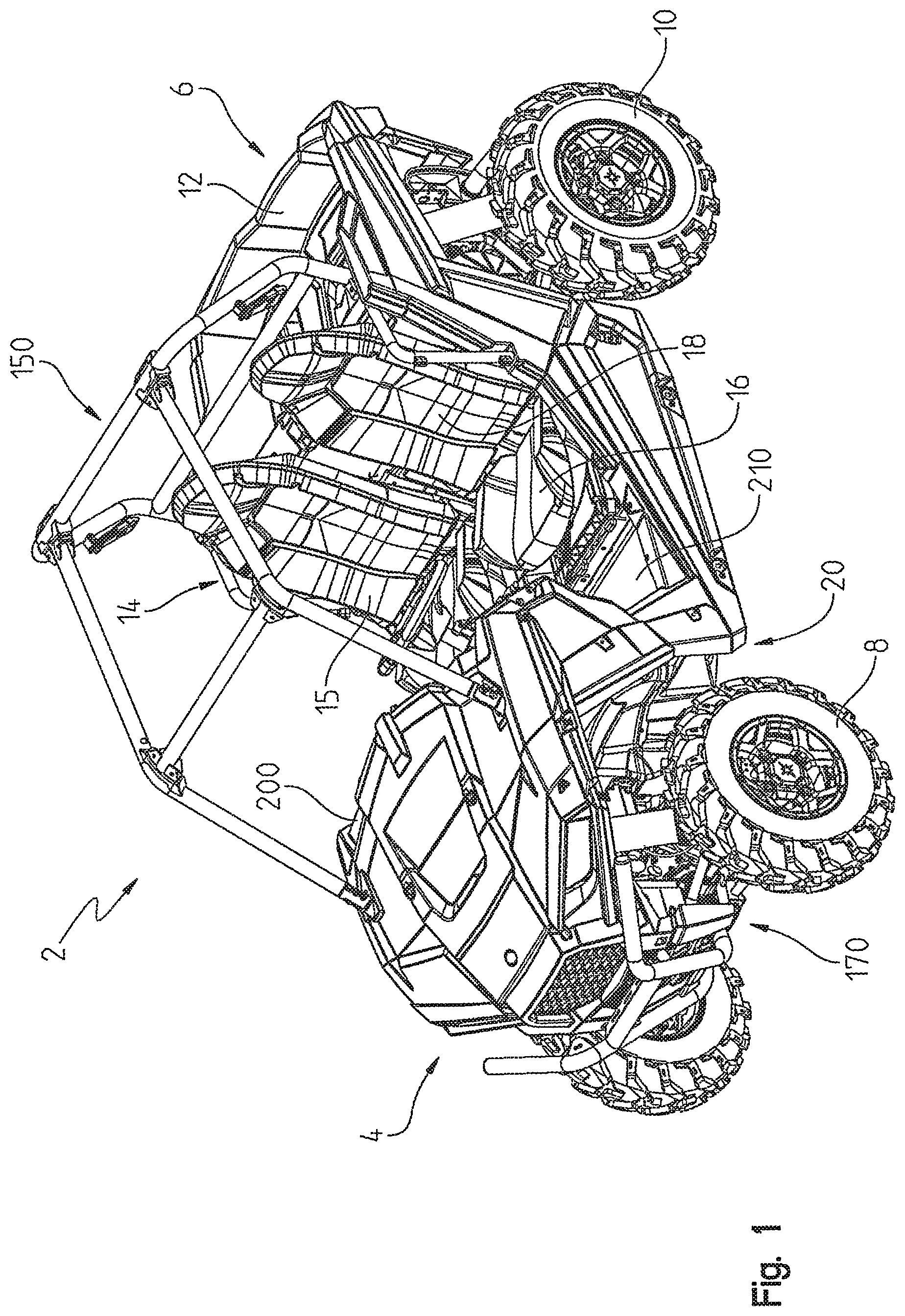 Patent US12350992 Figure 1 – Side-by-side vehicle