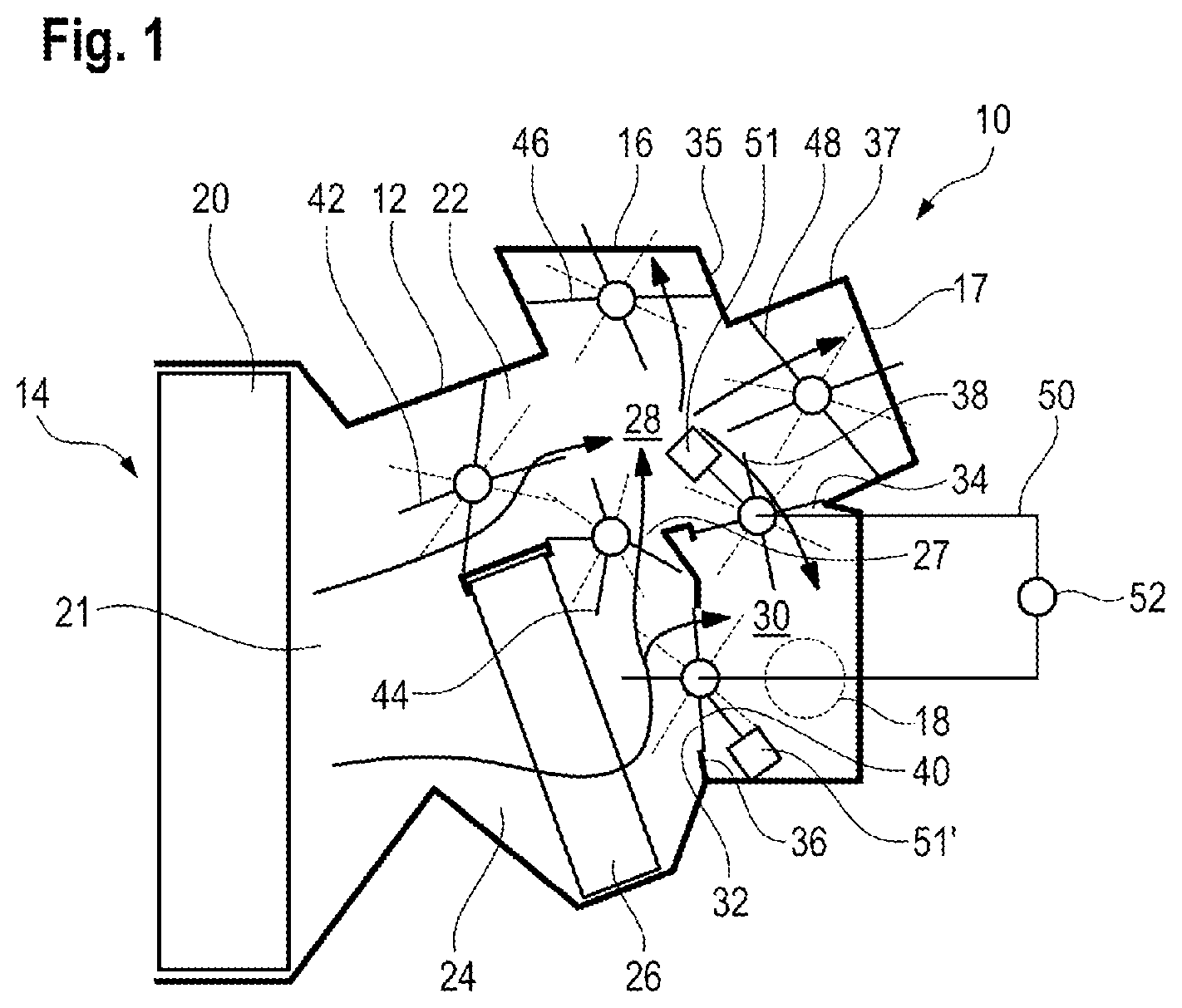 Patent US12350995 Figure 1 – Heating, ventilation and/or air conditioning unit for a car