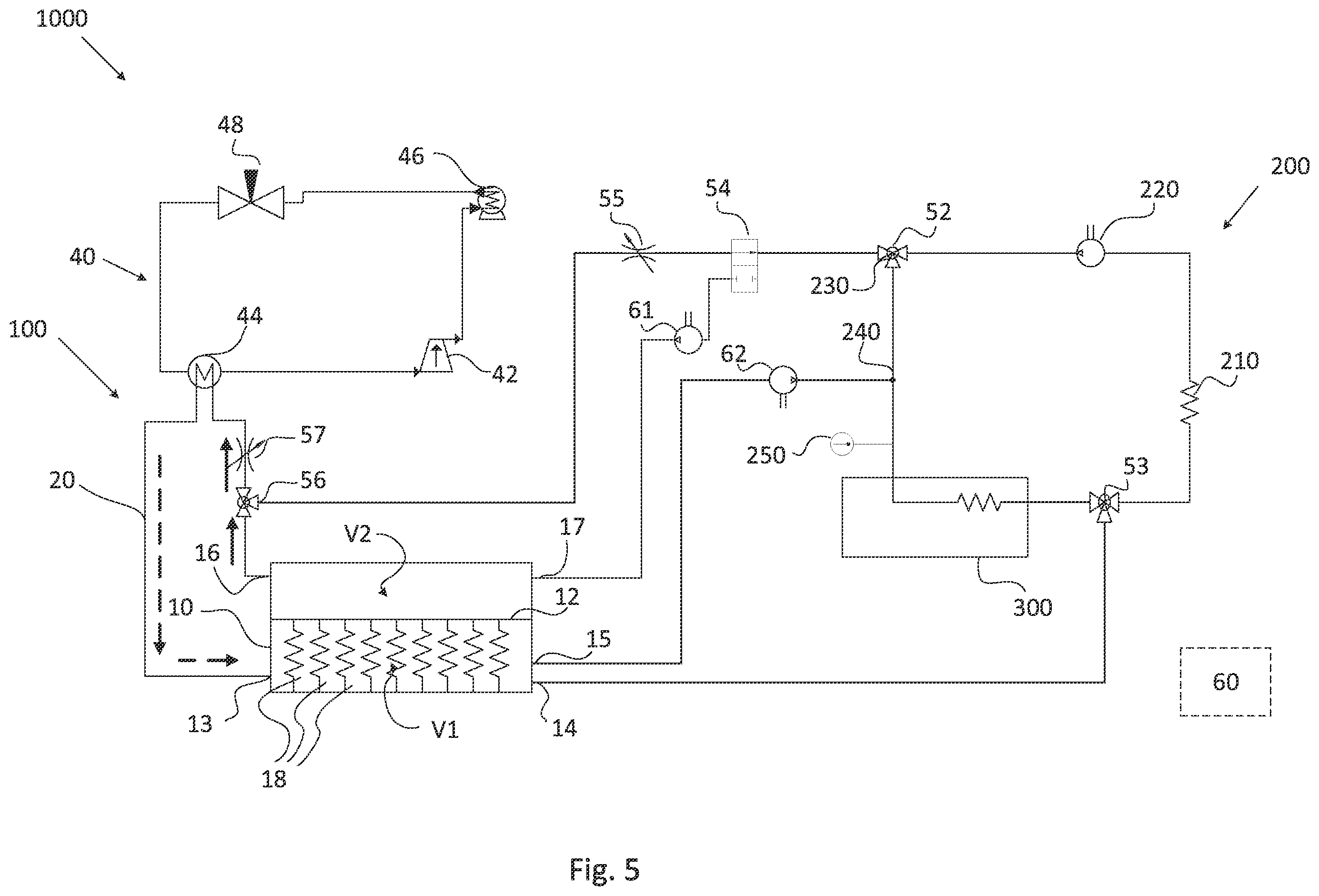 Patent US12350997 Figure 5 – Heat transfer fluid system for a vehicle