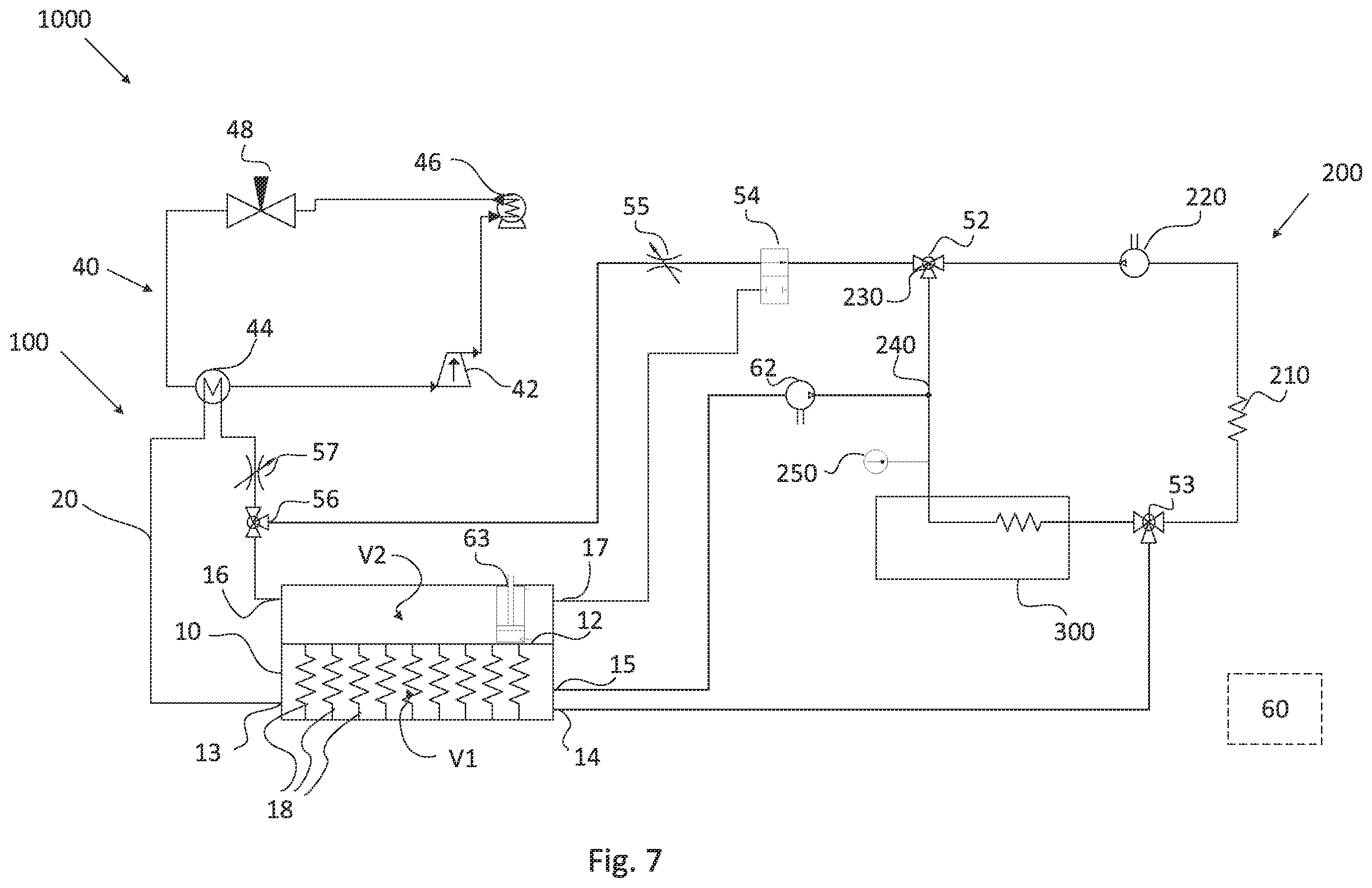 Patent US12350997 Figure 7 – Heat transfer fluid system for a vehicle