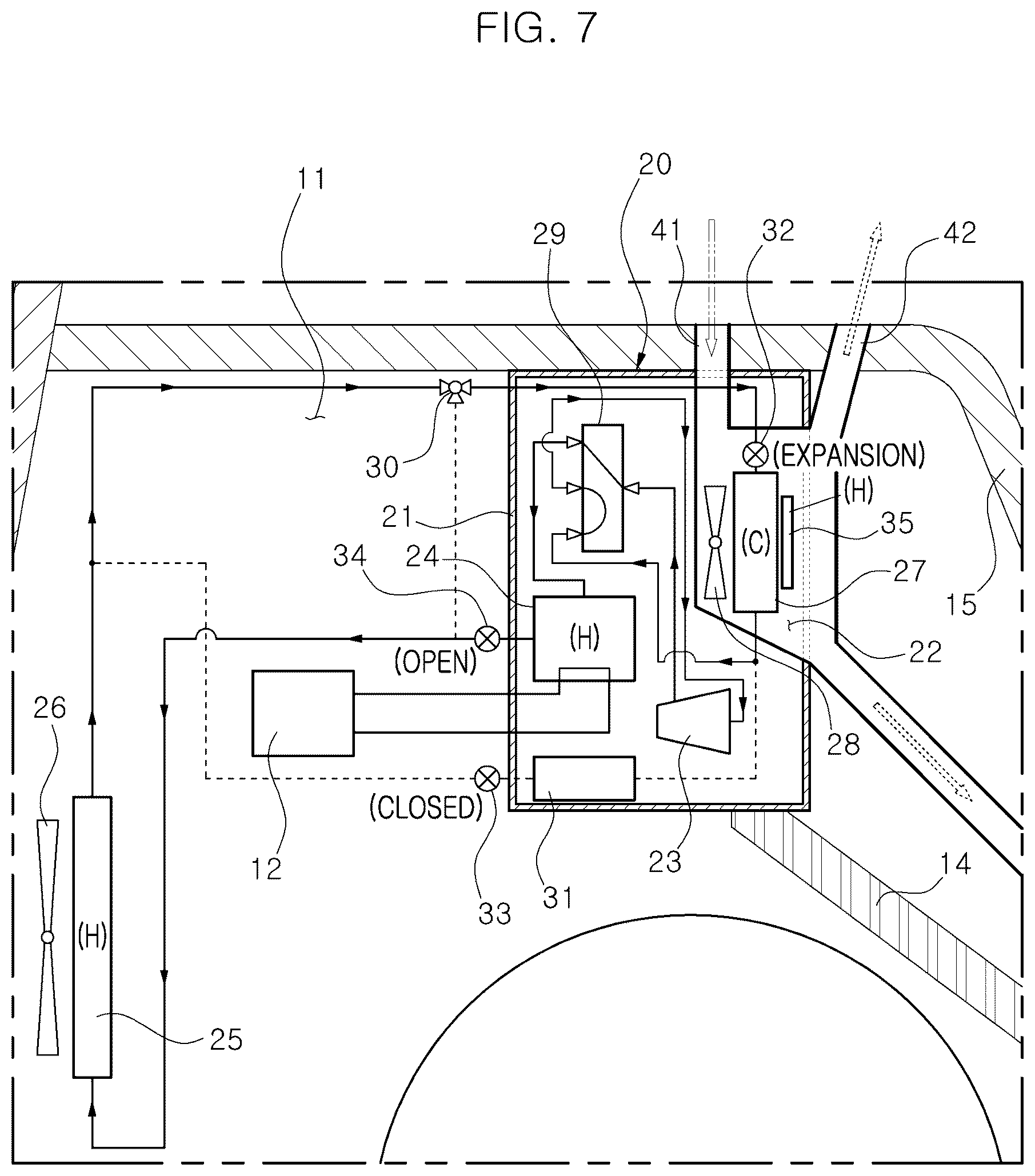 Patent US12350998 Figure 7 – Modular air conditioning system for electric vehicle