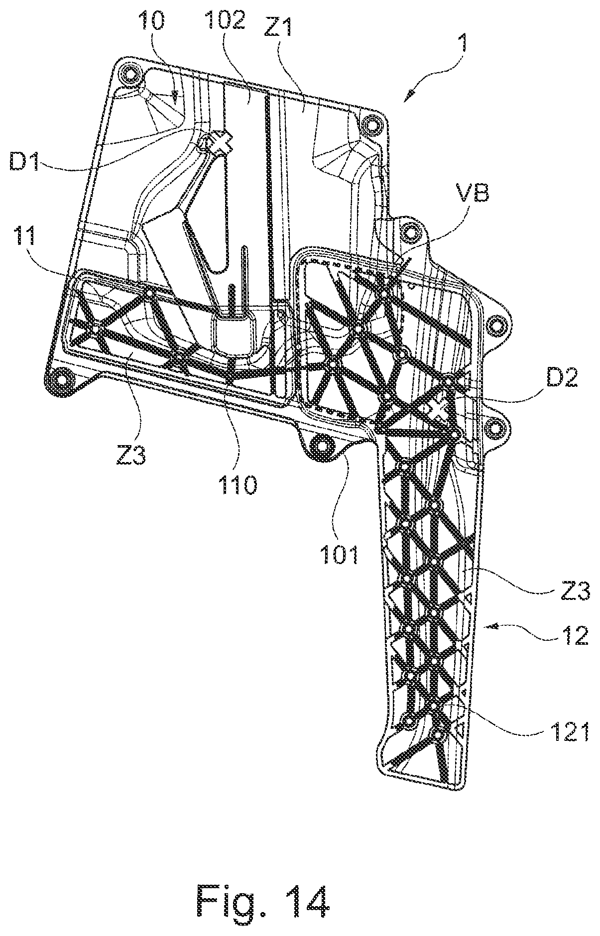 Patent US12351008 Figure 11 – Door module for a vehicle door, vehicle door and production method
