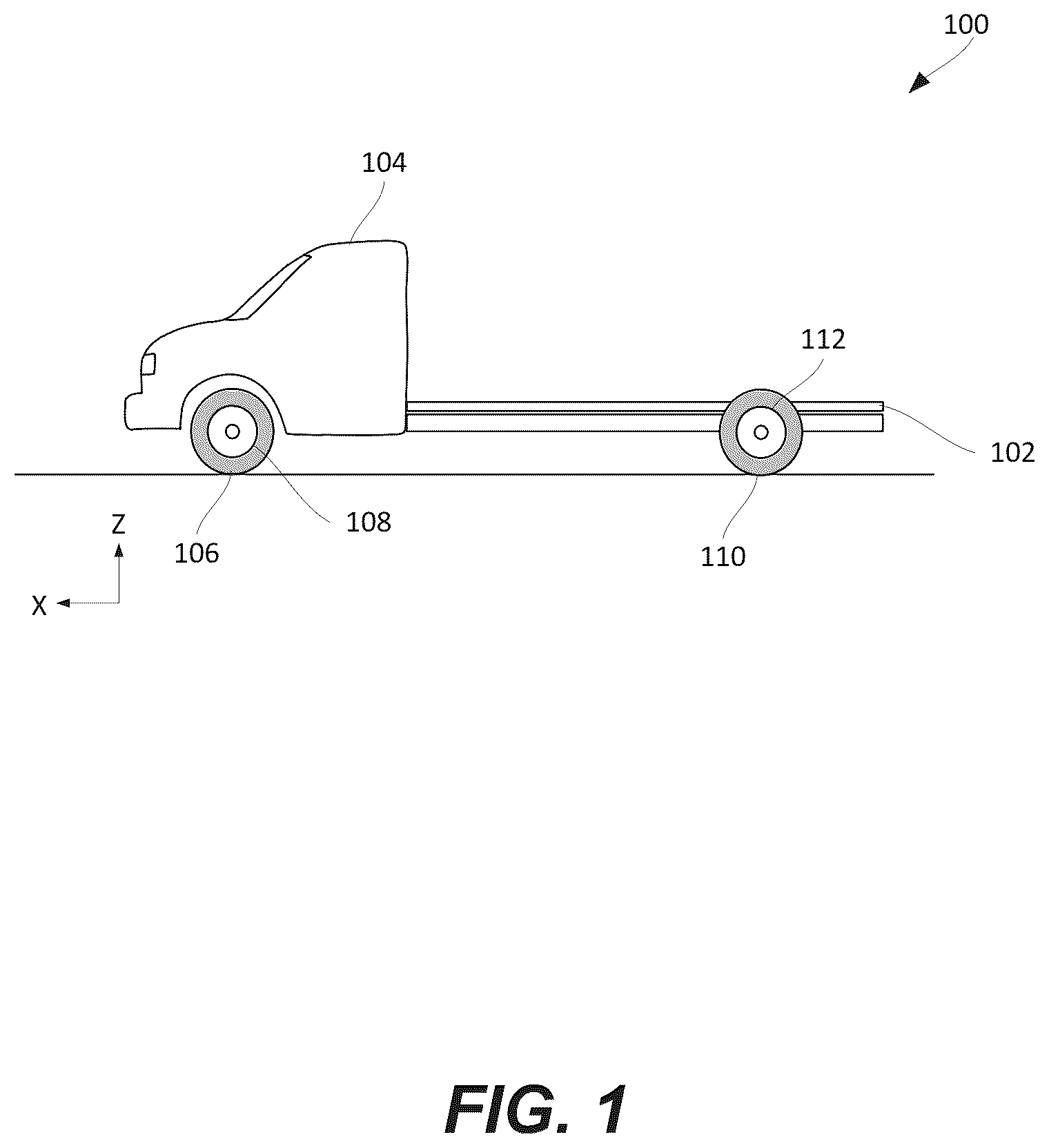Patent US12351011 Figure 1 – Axle arrangement for an electric commercial vehicle chassis