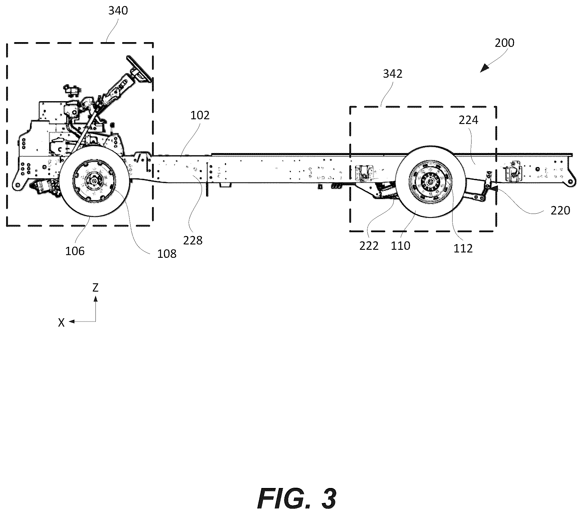 Patent US12351011 Figure 3 – Axle arrangement for an electric commercial vehicle chassis