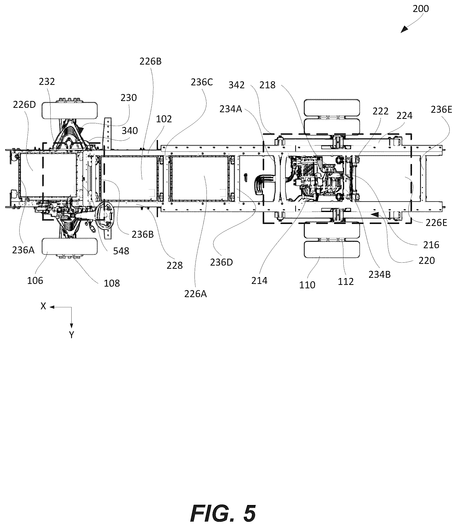 Patent US12351011 Figure 5 – Axle arrangement for an electric commercial vehicle chassis