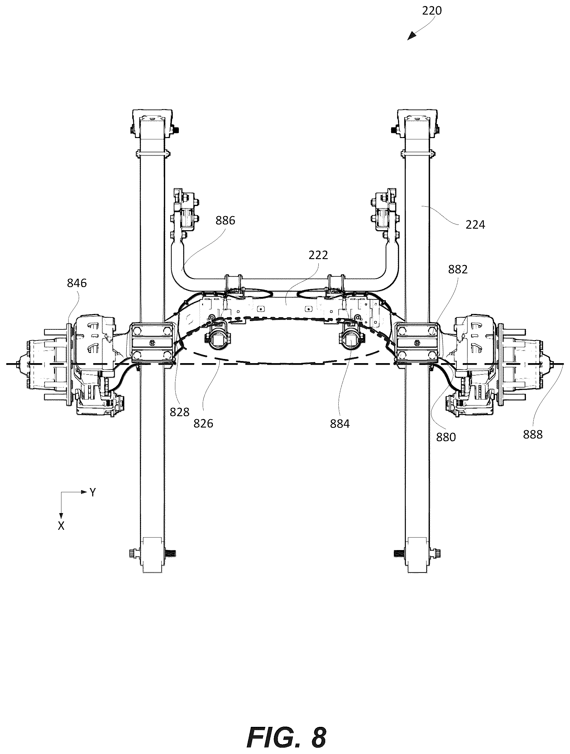 Patent US12351011 Figure 8 – Axle arrangement for an electric commercial vehicle chassis