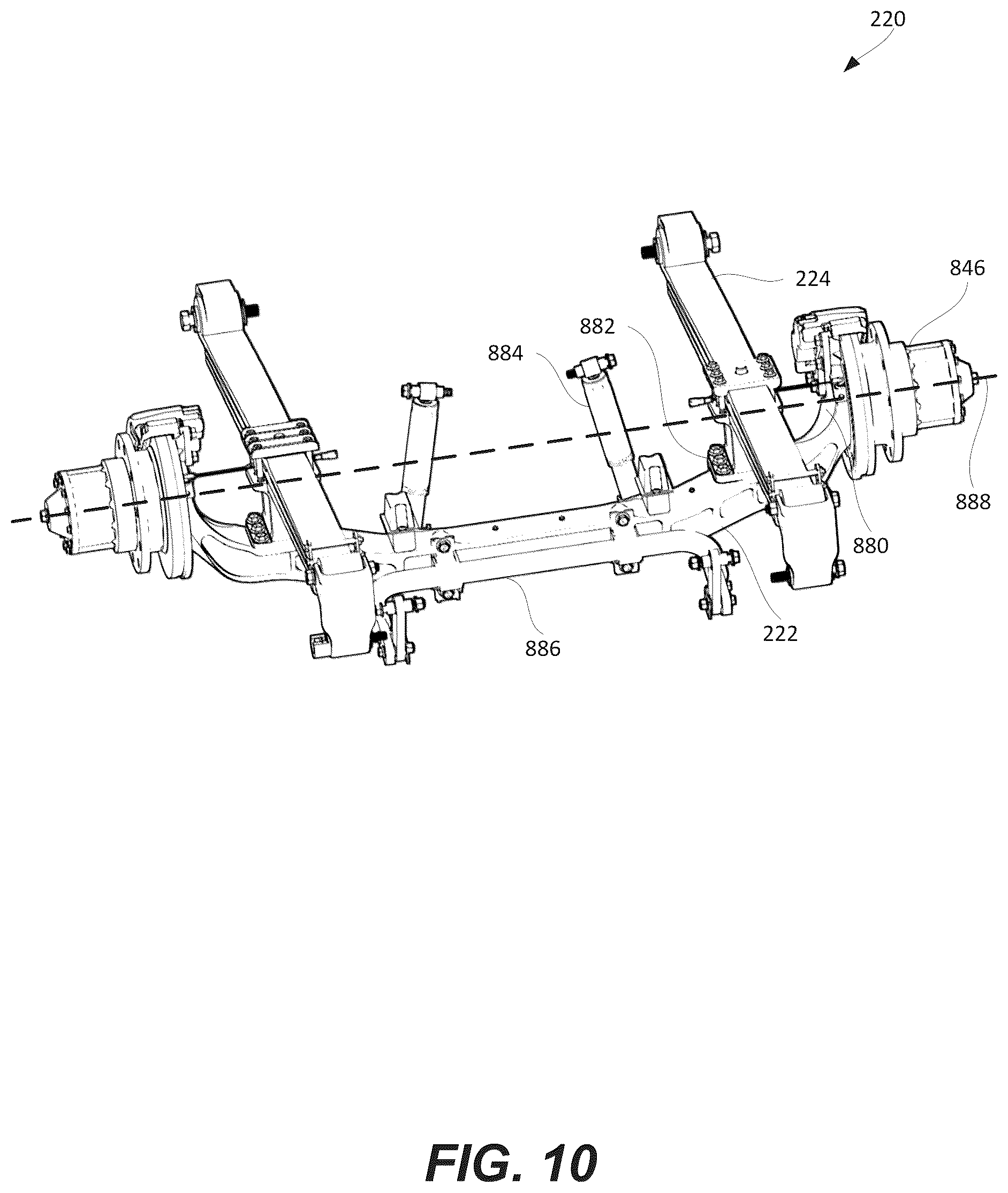 Patent US12351011 Figure 10 – Axle arrangement for an electric commercial vehicle chassis