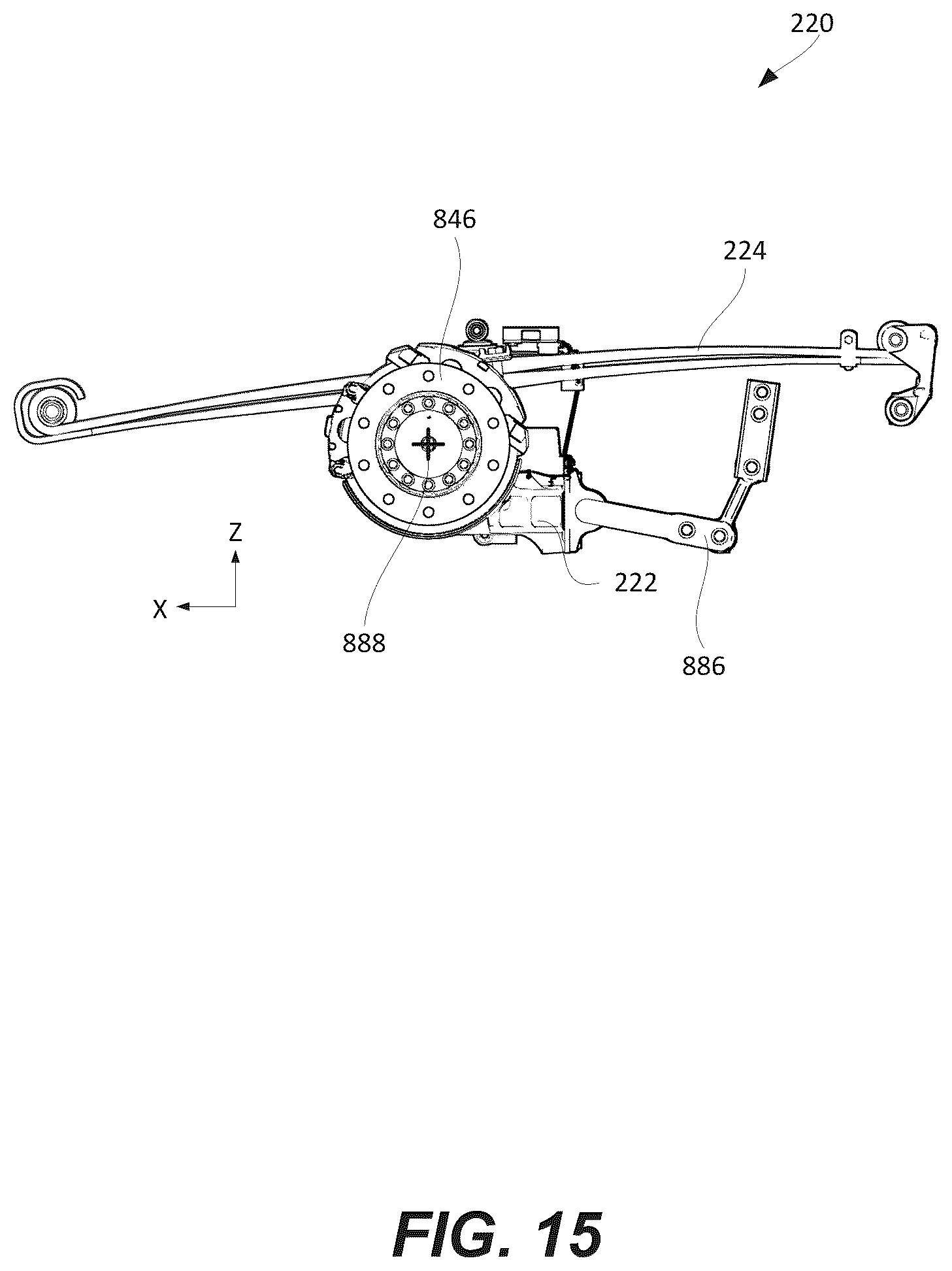 Patent US12351011 Figure 15 – Axle arrangement for an electric commercial vehicle chassis