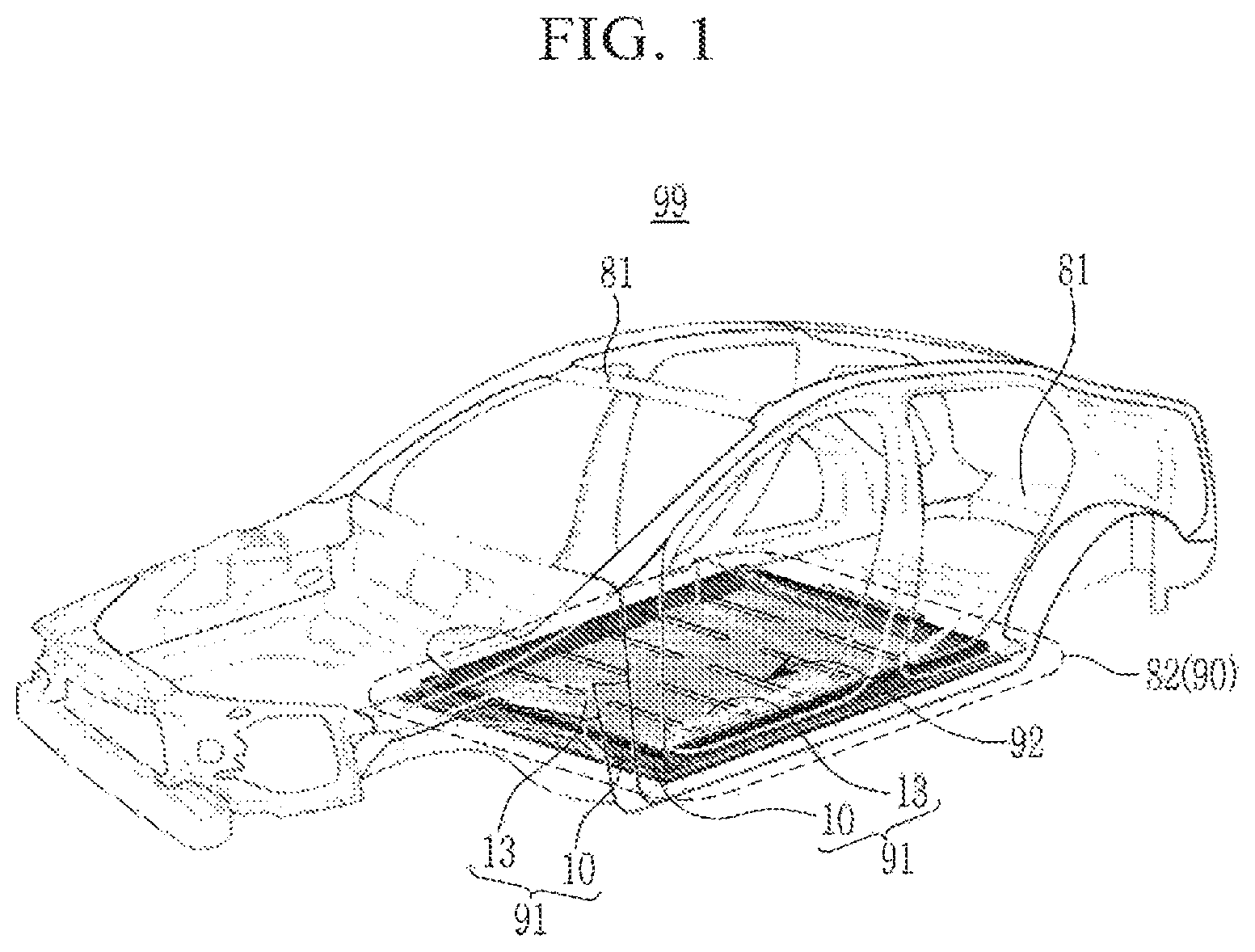 Patent US12351013 — Chassis components, vehicle battery system integrally formed with chassis components, and integrated battery system vehicle comprising same — Figure 1
