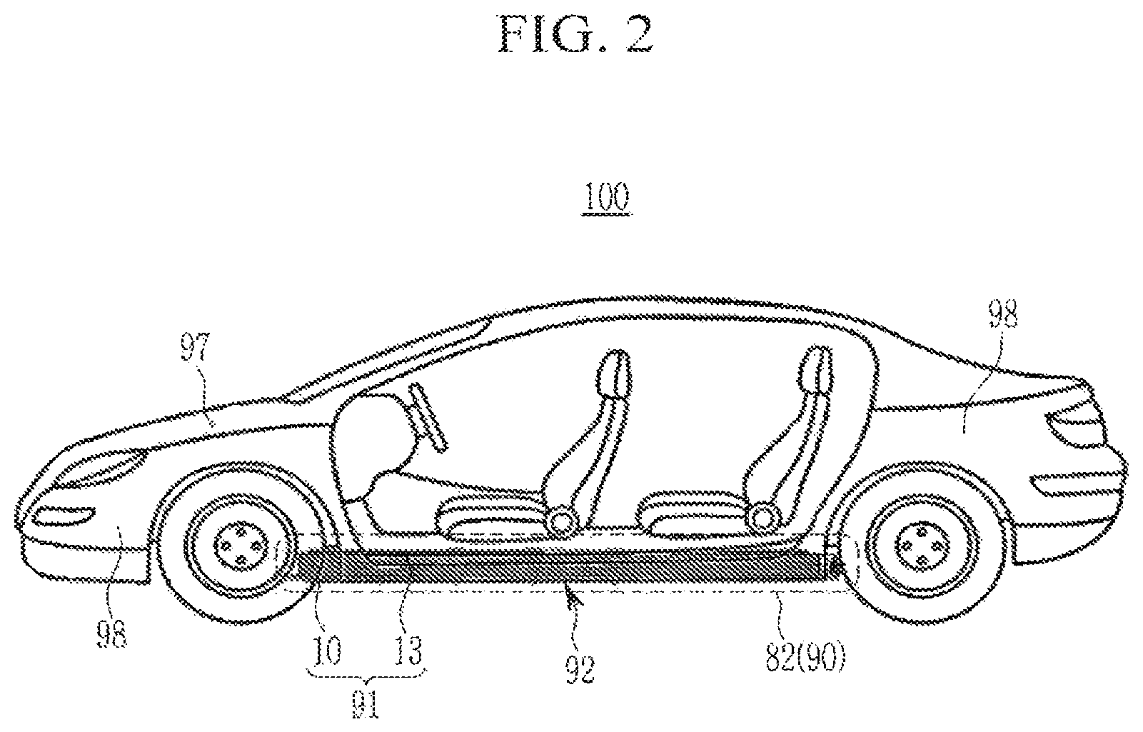 Patent US12351013 Figure 2 – Chassis components, vehicle battery system integrally formed with chassis components, and integrated battery system vehicle comprising same