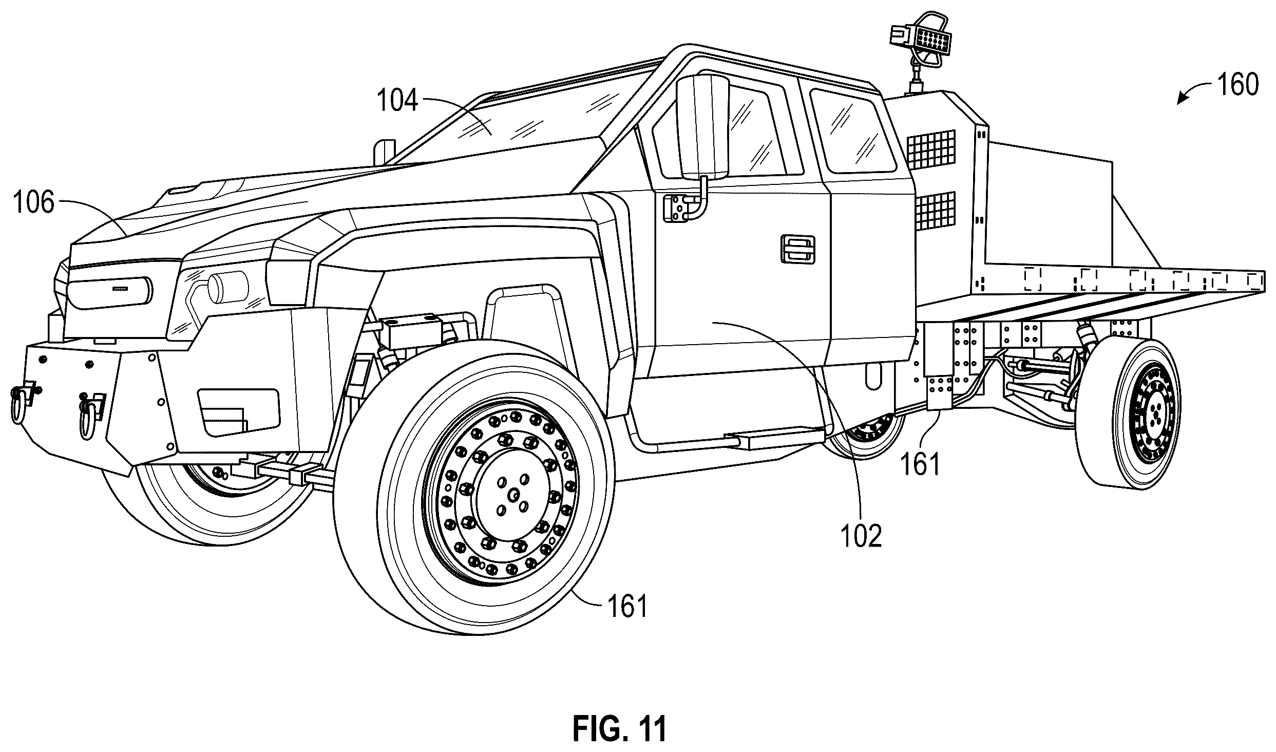 Patent US12351014 Figure 11 – Optimized AC powered auxiliary units for medium/heavy duty configurable electric trucks