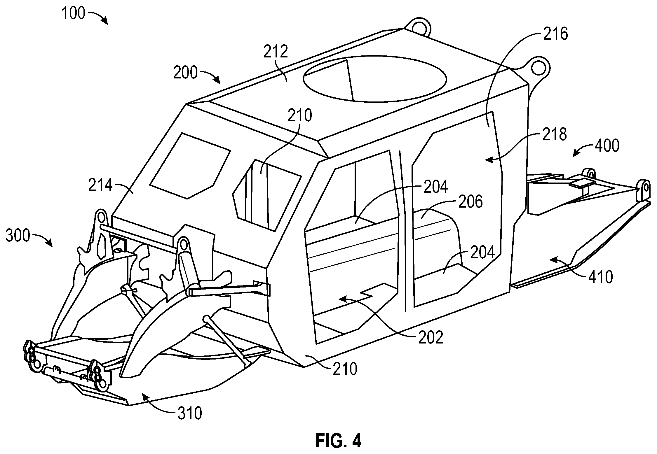 Patent US12351028 Figure 4 – Military vehicle with modular battery units